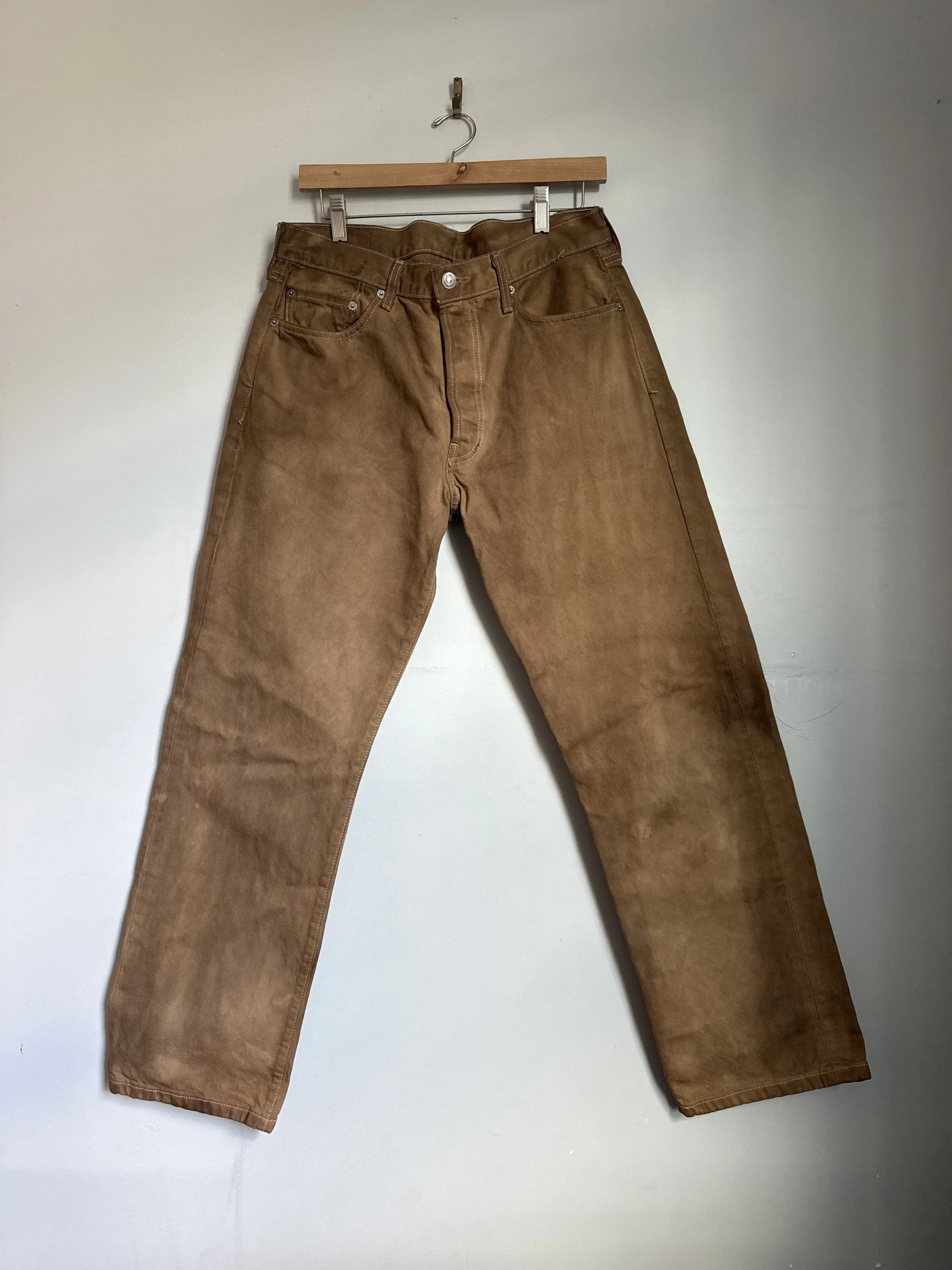 vintage levi's dyed with locally foraged black walnut