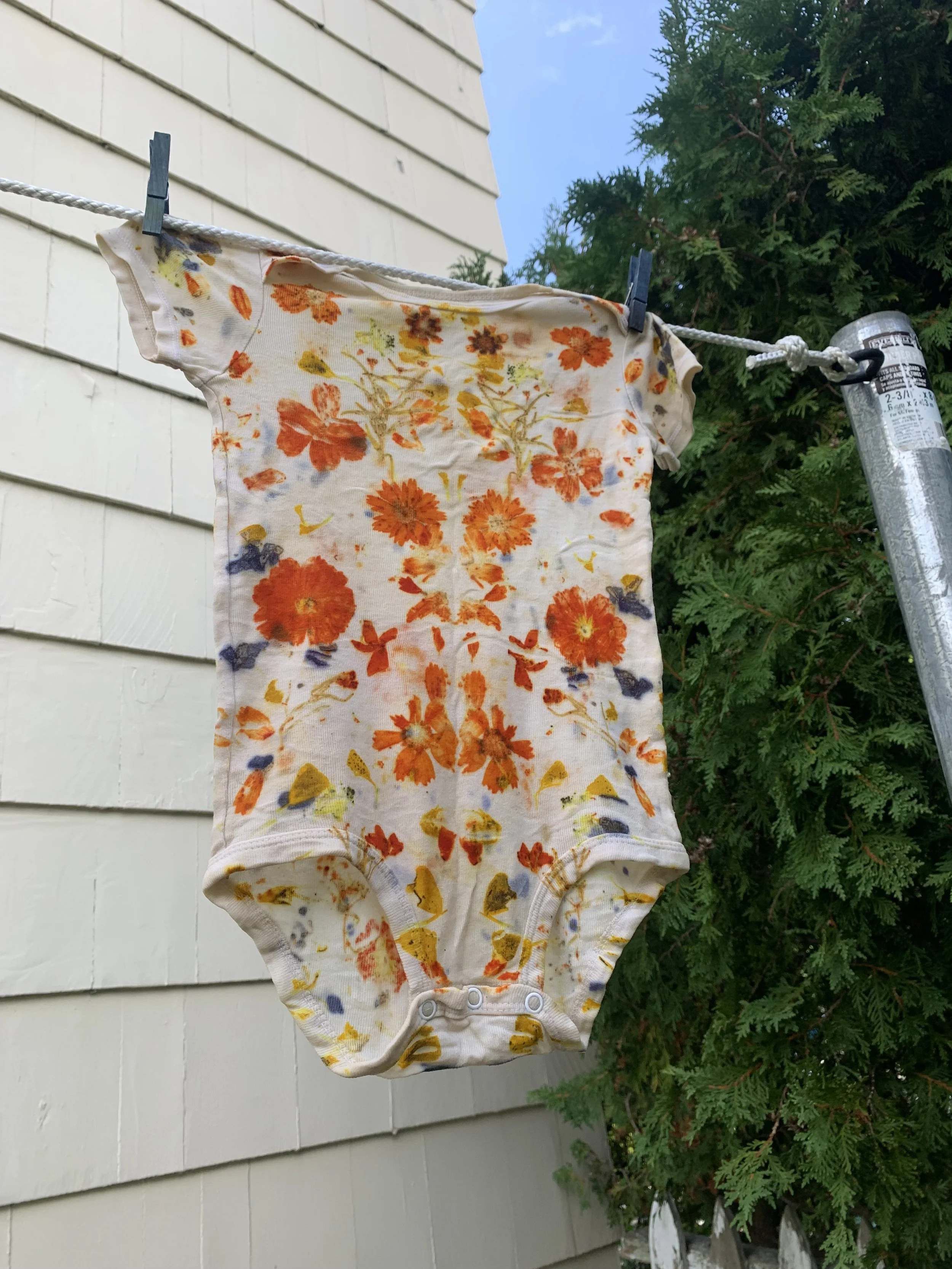 onsie bundle dyed with garden flowers