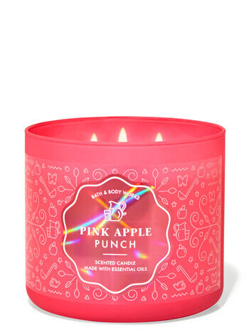 Bath & Body Works Pink Apple Punch 3 Wick Scented Candle 14.5 oz 