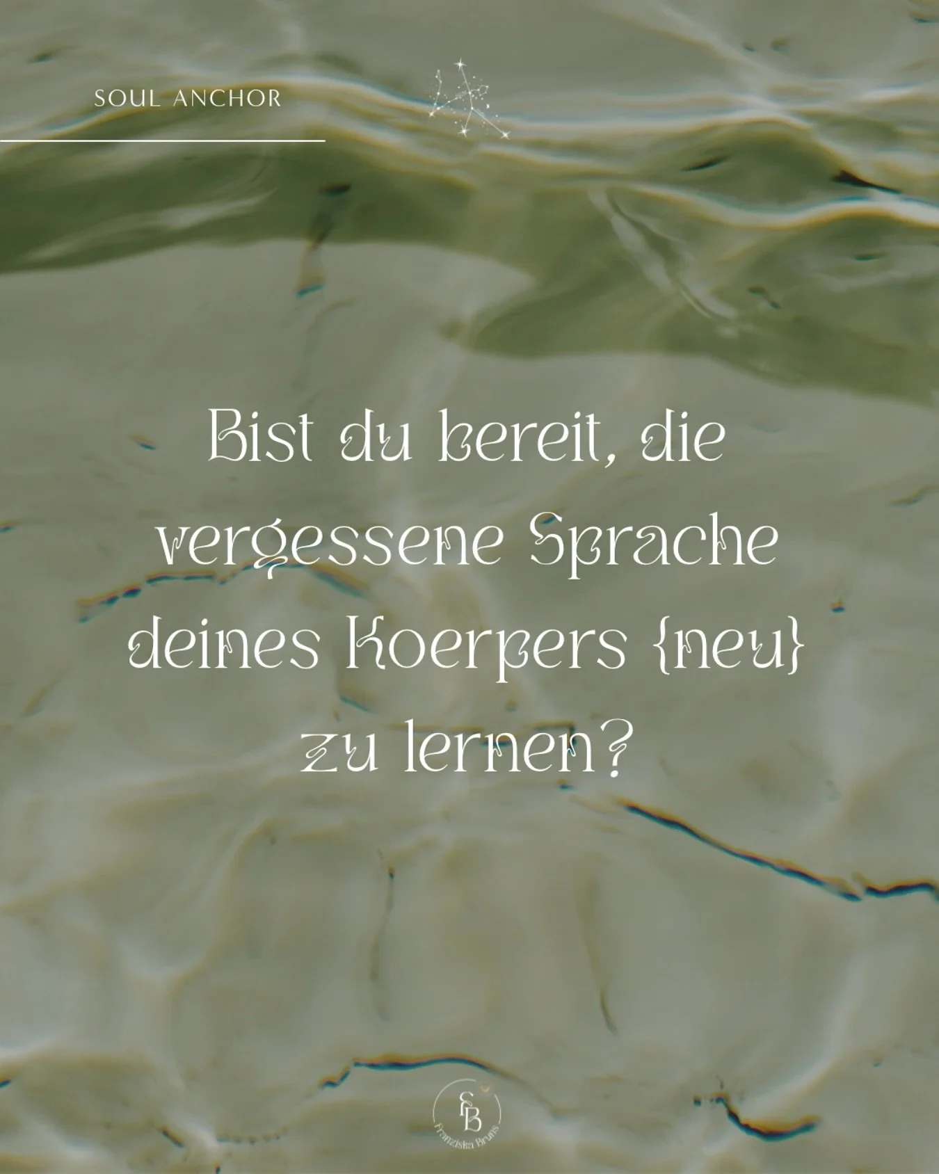 F&uuml;hlst du dich oft verloren im Alltag? 
Als w&uuml;rde dein Kopf rasen aber dein K&ouml;rper nicht mitkommen? 🤯 
Unser K&ouml;rper ist so viel mehr als nur eine H&uuml;lle, als etwas das wir besitzen um zu leben. 
Er ist dein sicherer Anker ⚓️,