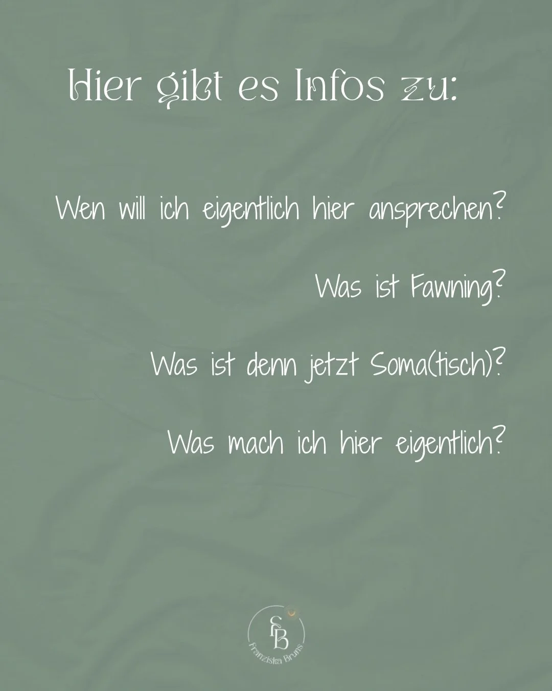 Ich mag dir hier gern ein bisschen Klarheit schenken. 
Deshalb ein kleiner Post, ganz ruhig, ganz fokussiert auf die wichtigen Fragen. 
Falls du noch weitere hast, stell sie mir gern unter dem Post oder in den PN&lsquo;s. ☺️ 
Ich freu mich auf den Au