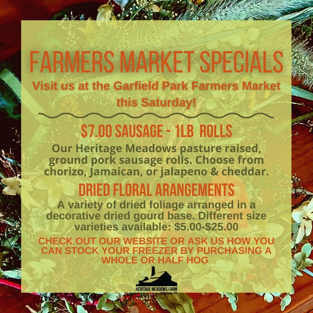 Come see everything we have to offer! As always reach out with questions, custom purchases, or bulk ordering.
 #knowyourfood #homesteadersofig #hoosierhomestead #freshbucksindy #farmersmarketspecials #slowfood #farmersmarketfinds #indianapolisfarmers