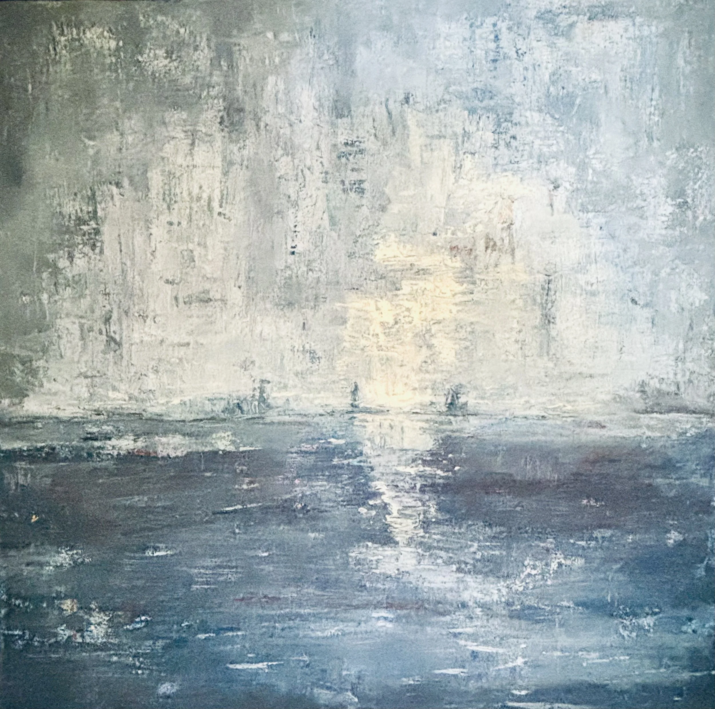 "Incoming", oil on canvas, 
100 x 100 cm/ 39 x 39 inches