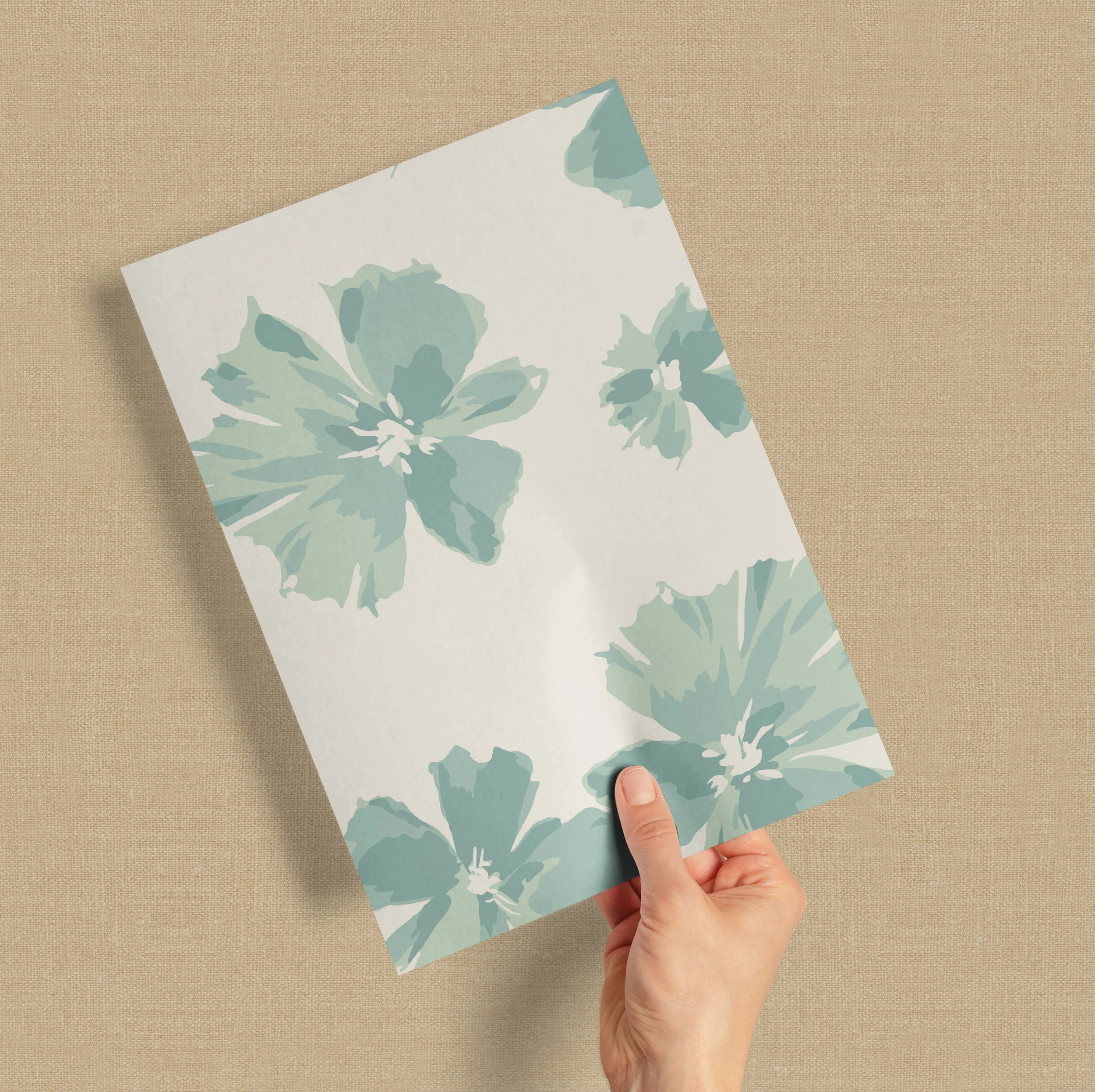 A4 SAMPLE RADIANCE FLORAL IN CELADON