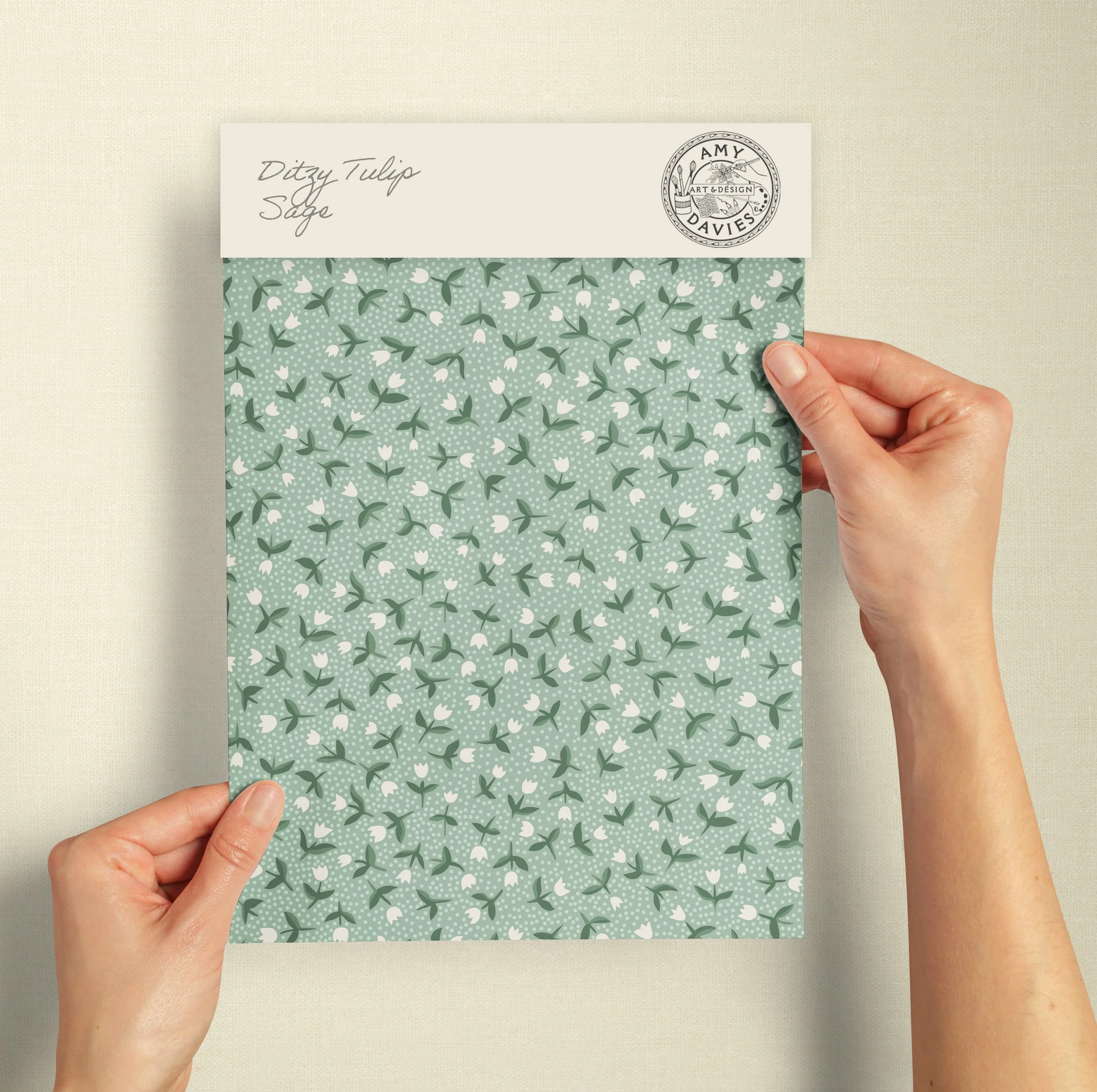 A4 SAMPLE DITSY TULIPS IN SAGE