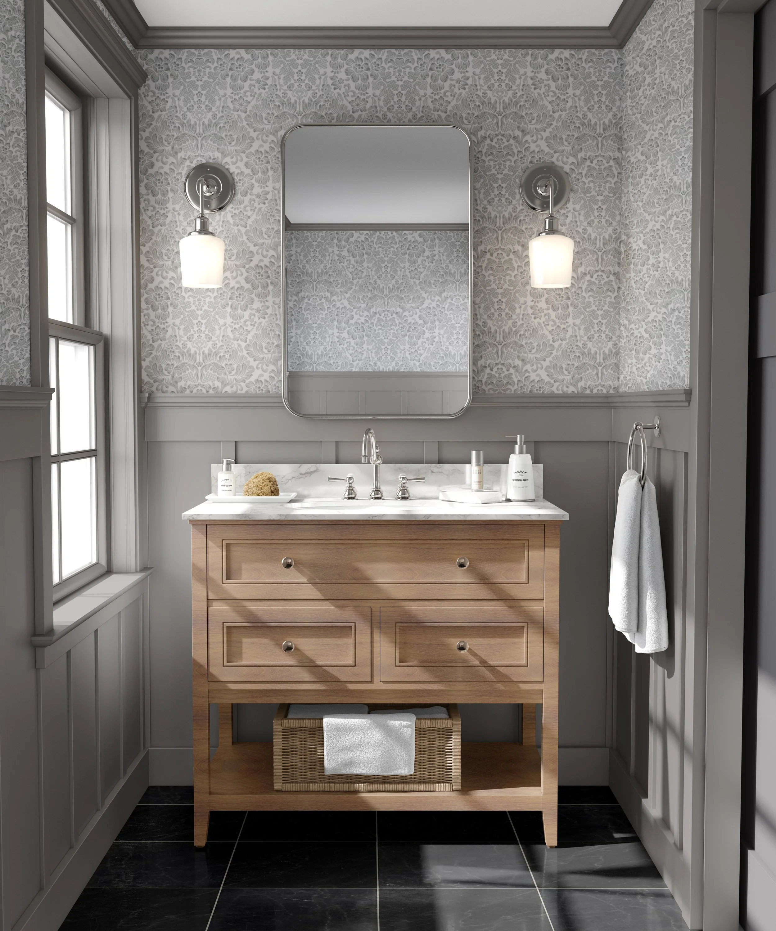 AGATHA DAMASK IN WARM GREY