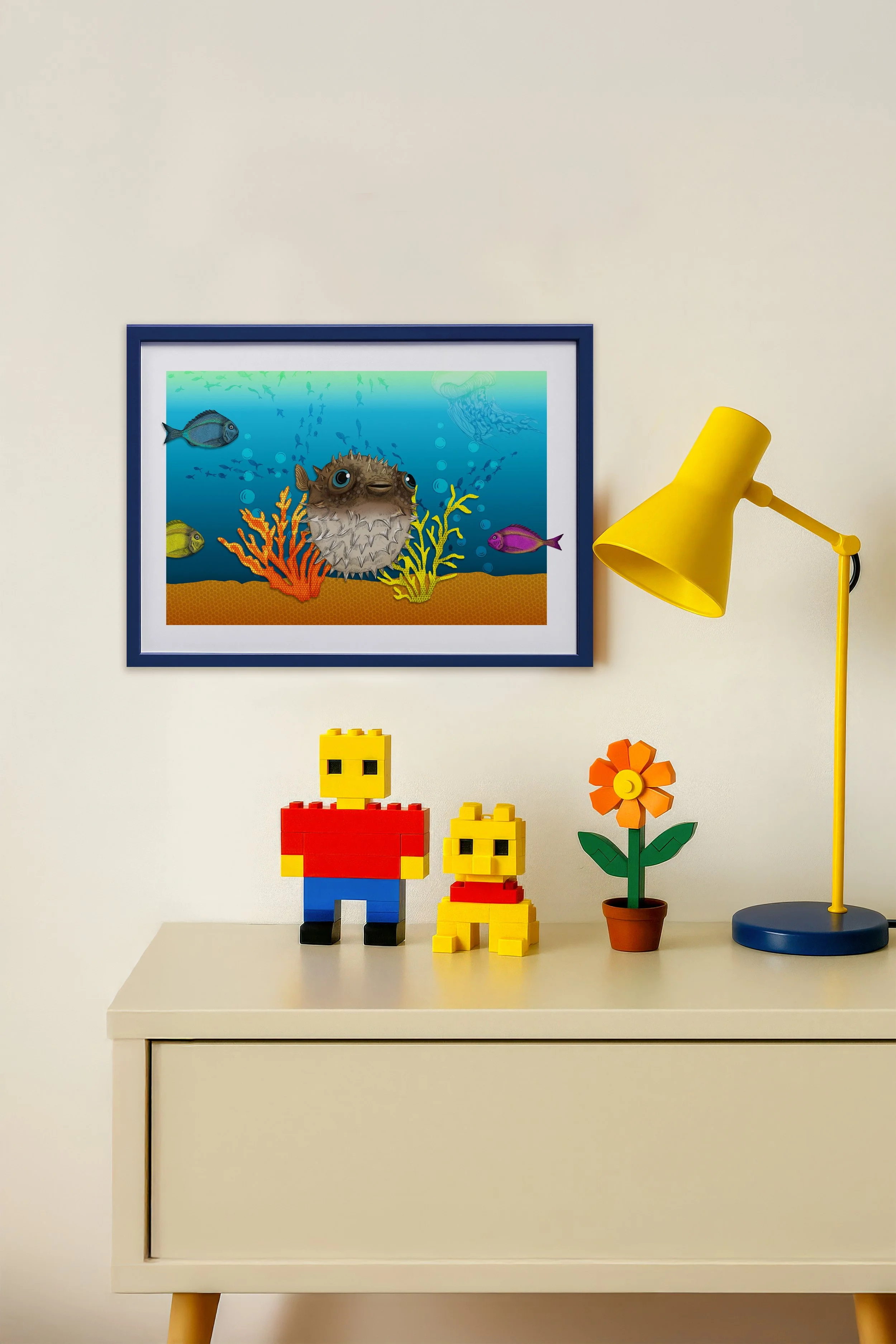 PUFFER FISH IN RAINBOW