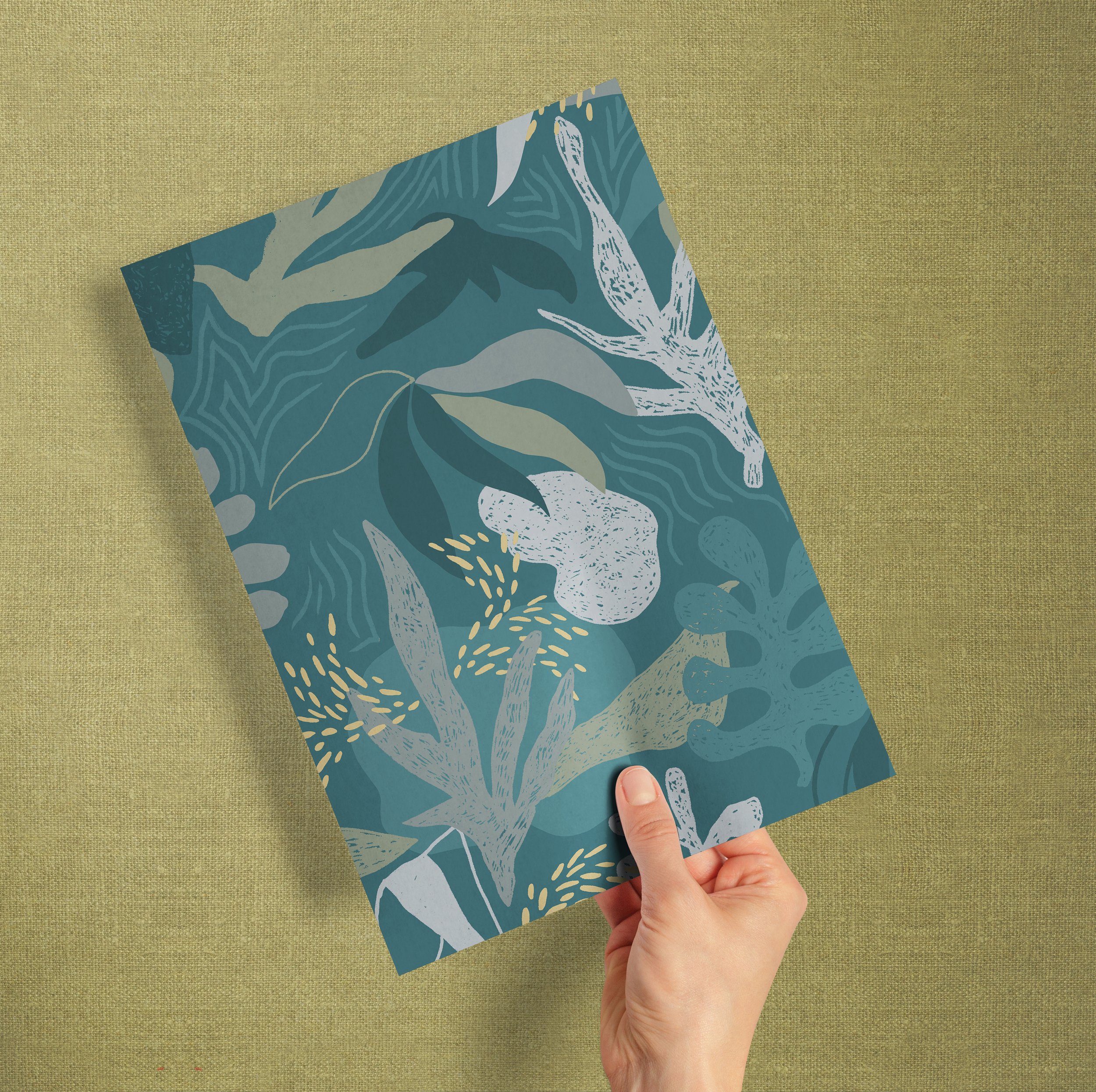 A4 SAMPLE FOLIAGE FERNS IN TEAL