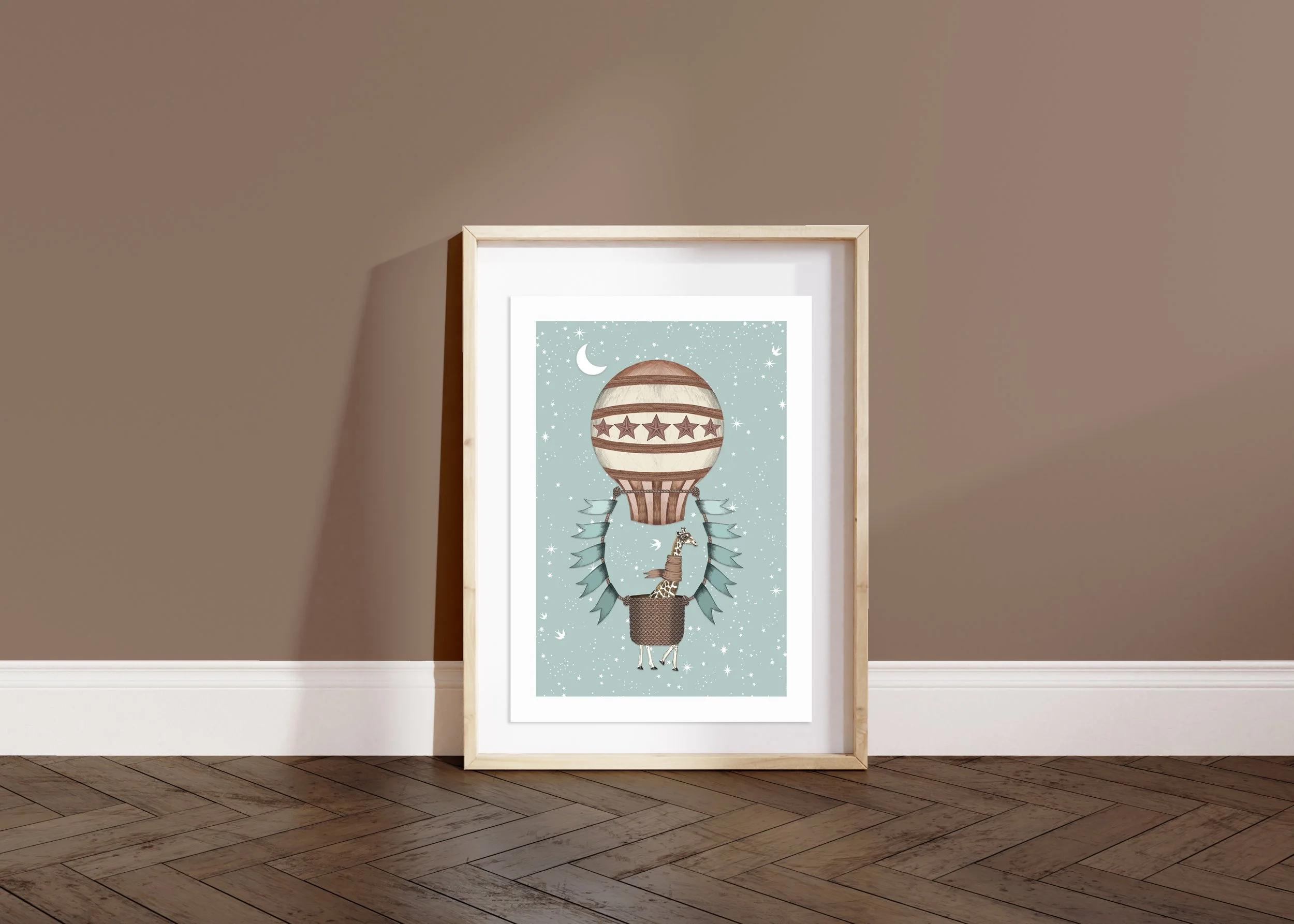 GIRAFFE ARTWORK FRAME DUCK EGG.jpg