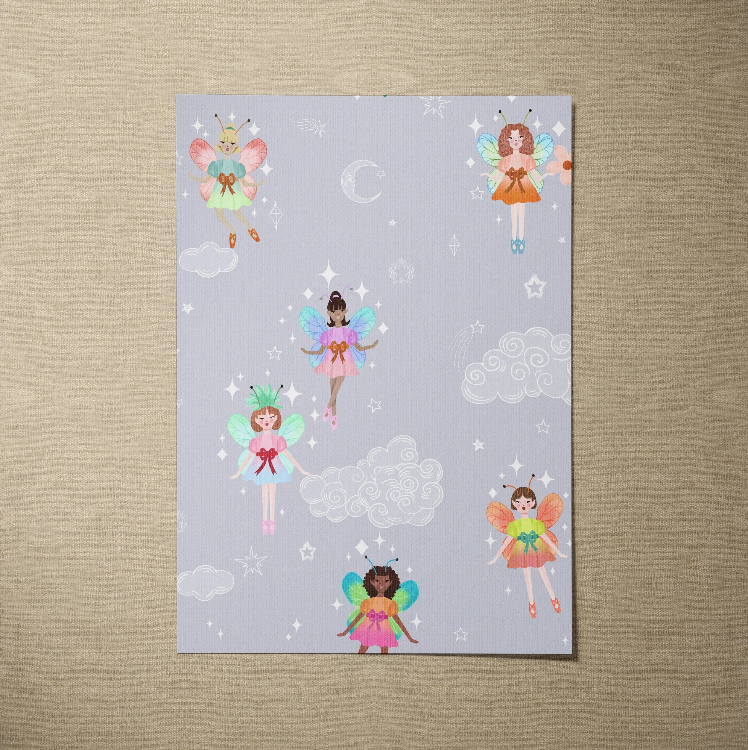 A4 SAMPLE SKY FAIRIES IN RAINBOW AND LILAC