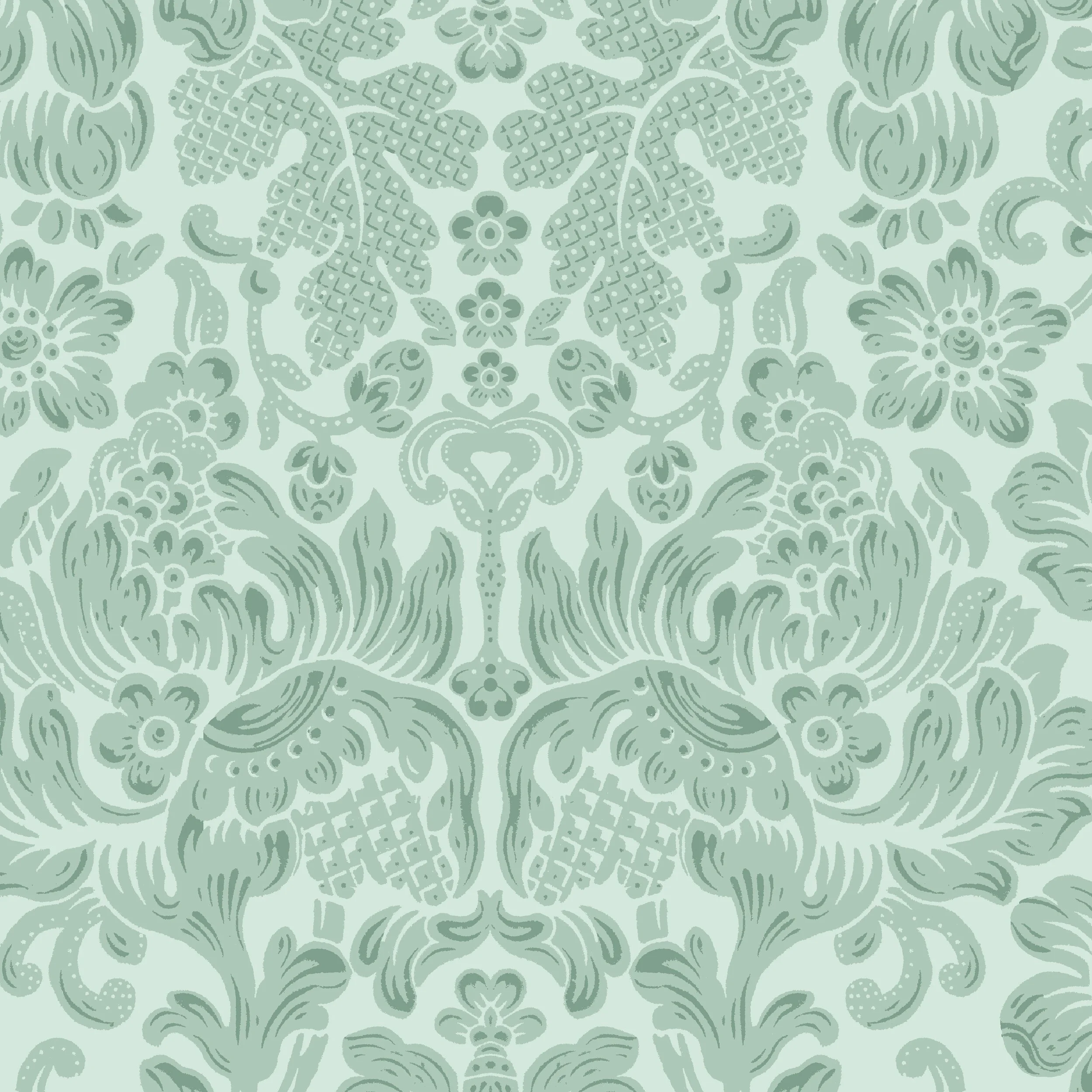 AGATHA DAMASK IN PEPPERMINT