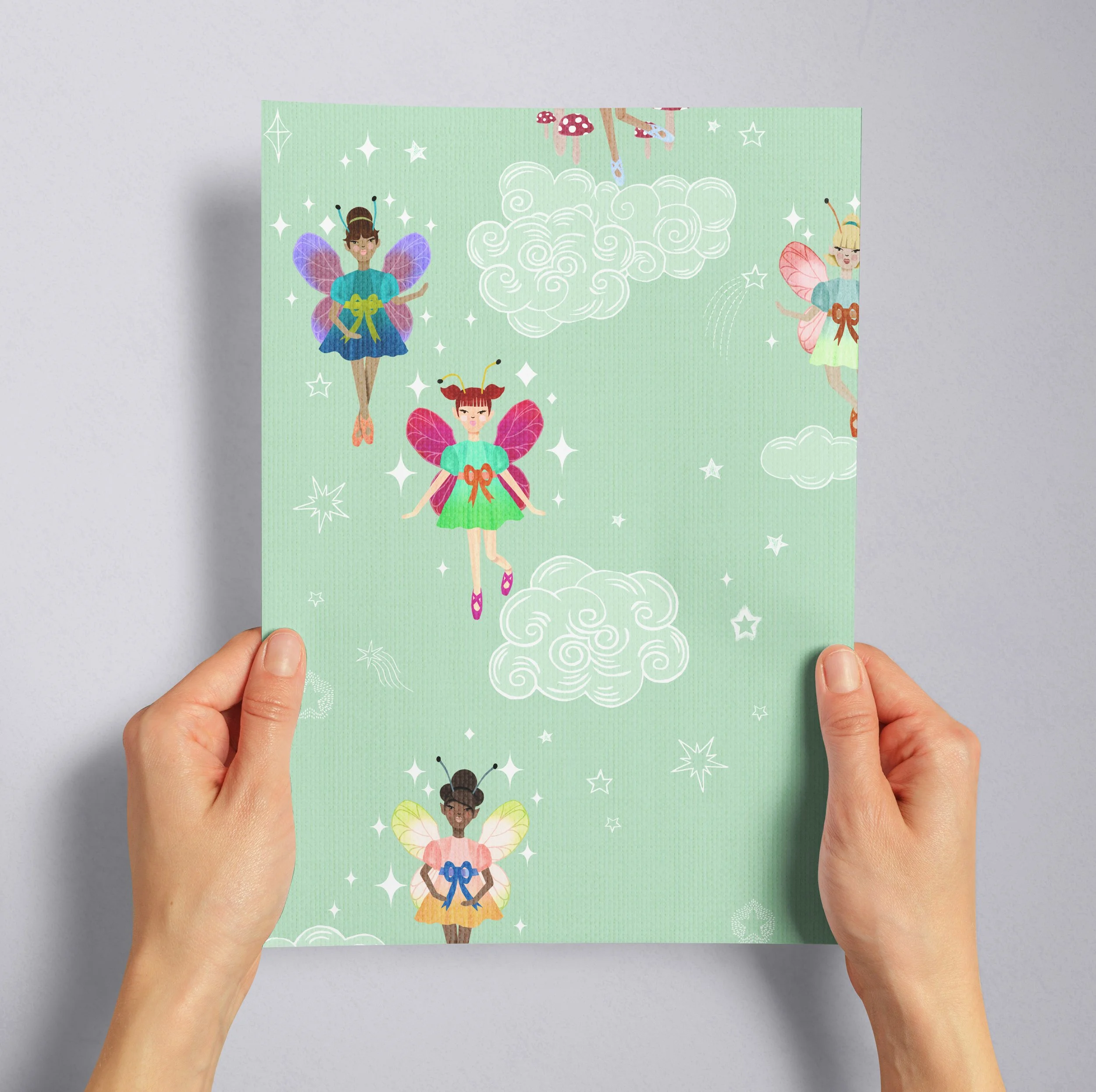 A4 SAMPLE SKY FAIRIES RAINBOW IN MINT