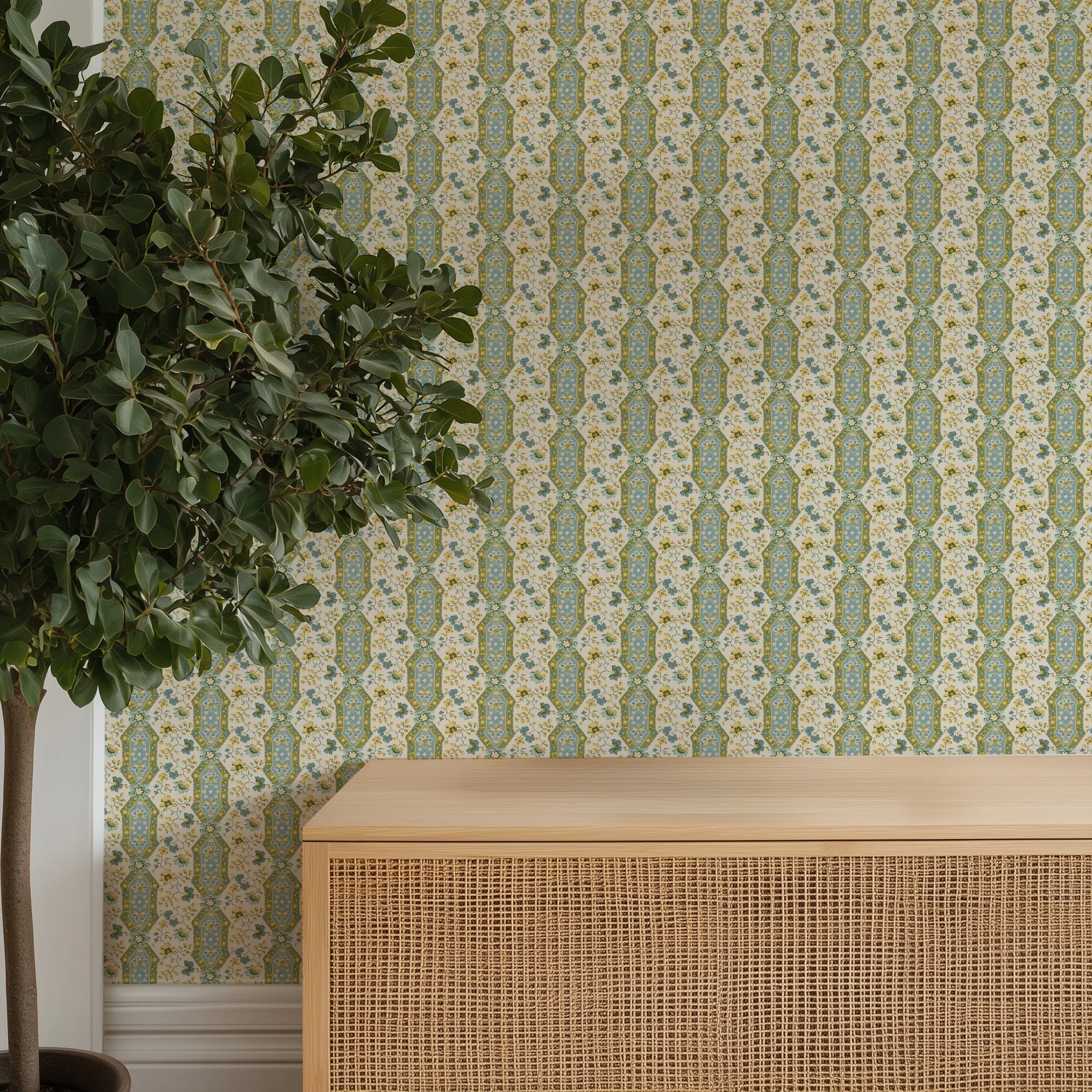 ARTISAN SPRIGG MULTICOLOUR IN BLUE AND OLIVE