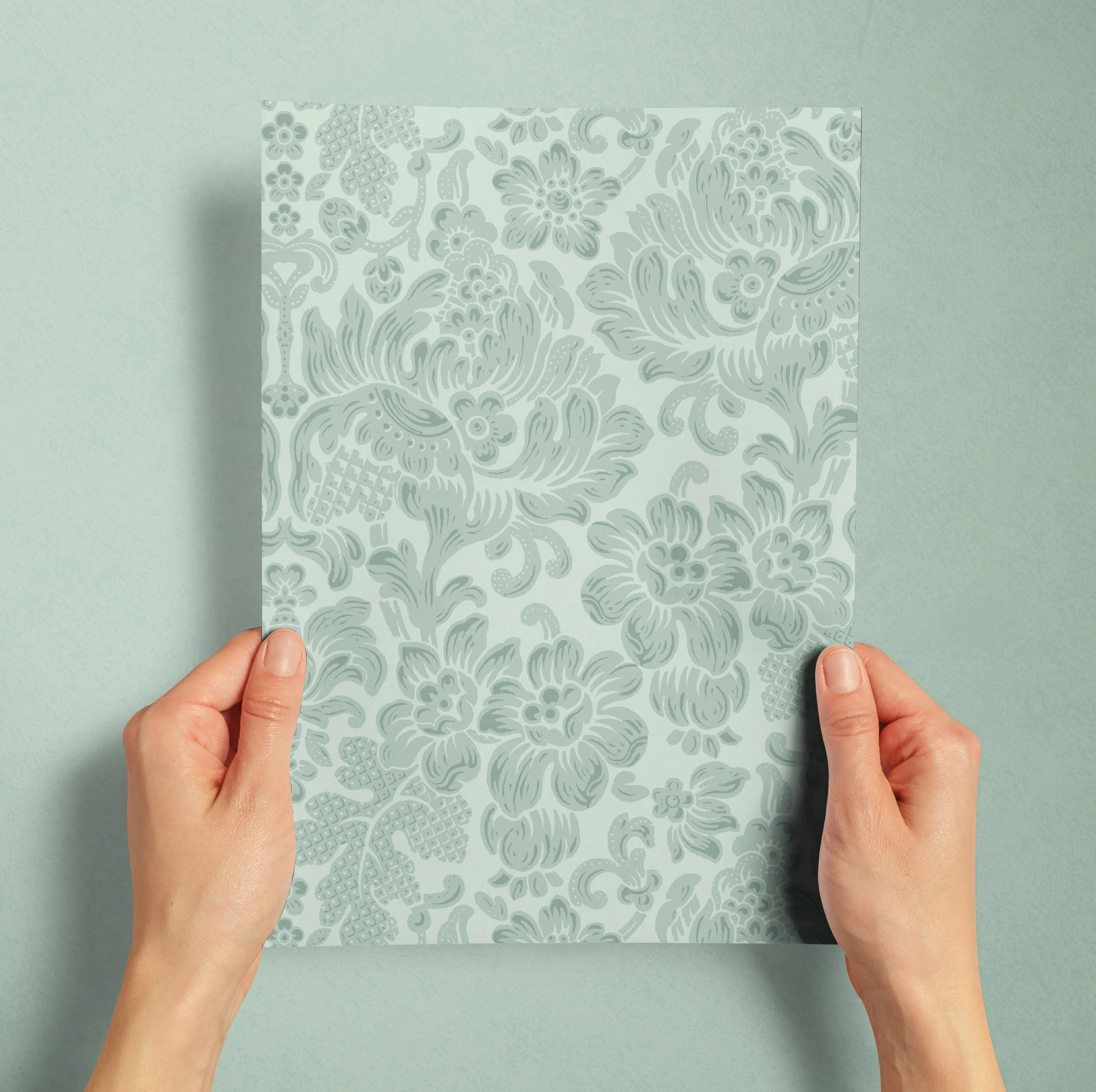A4 SAMPLE AGATHA DAMASK IN PEPPERMINT