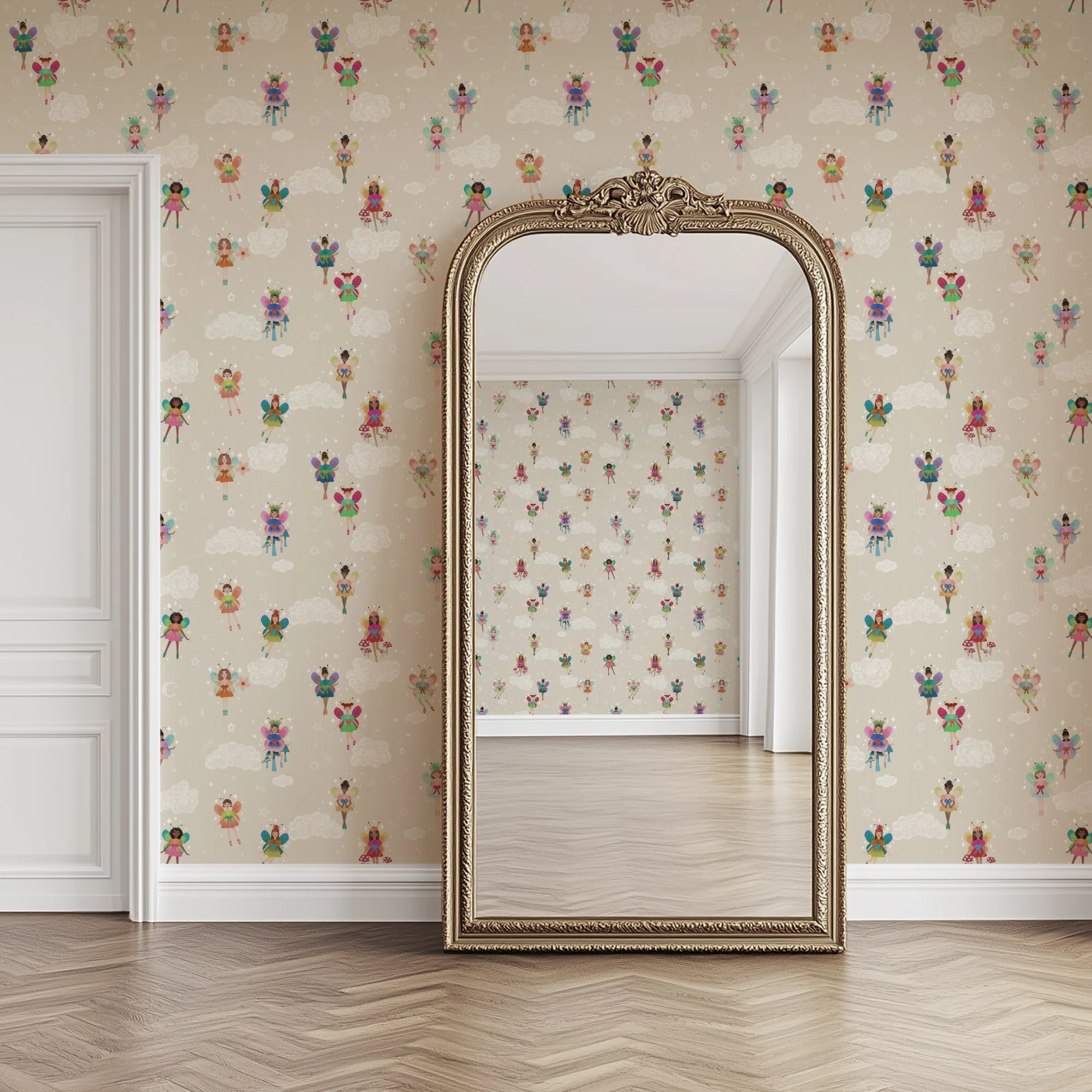 SKY FAIRIES IN RAINBOW AND NATURAL