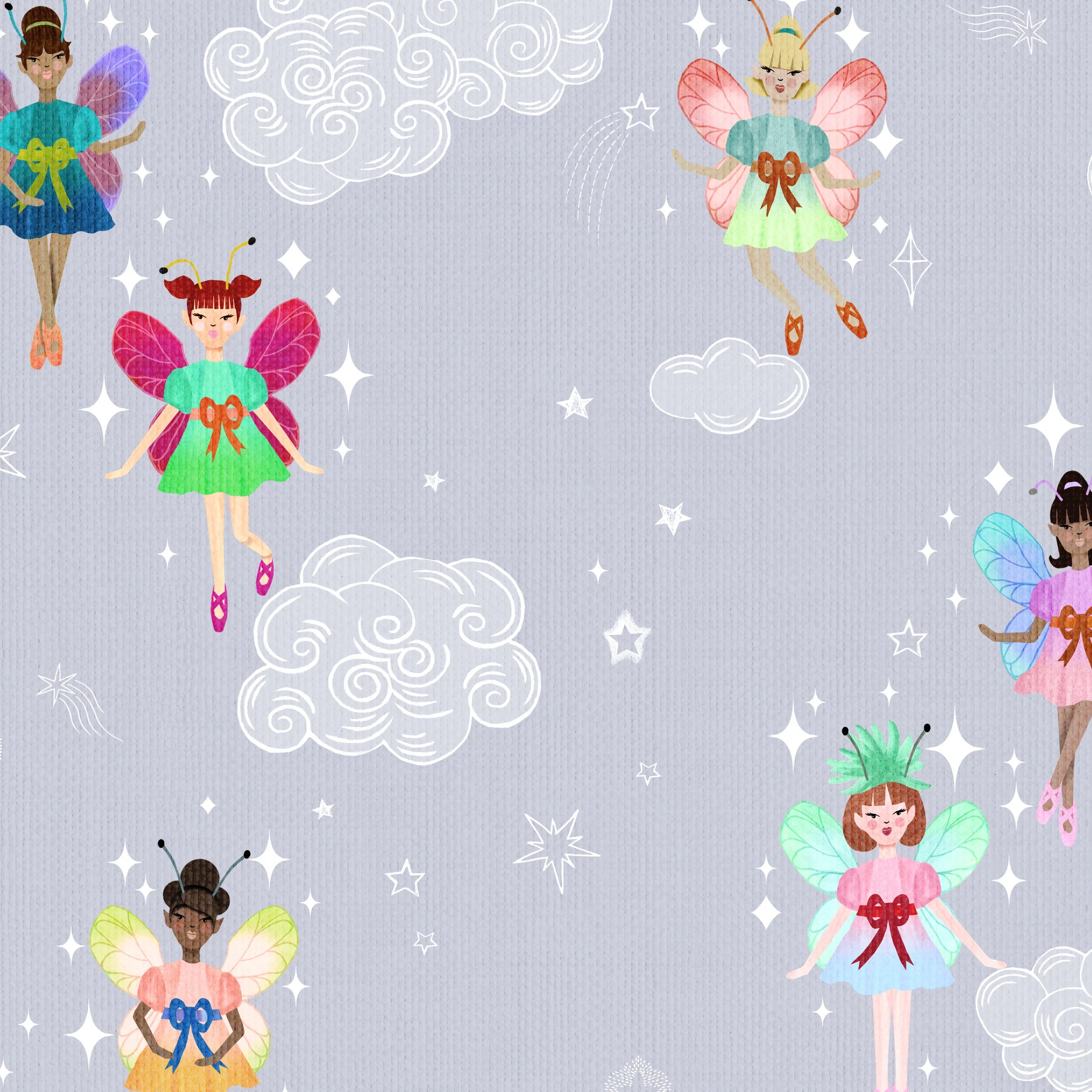 SKY FAIRIES IN RAINBOW AND LILAC
