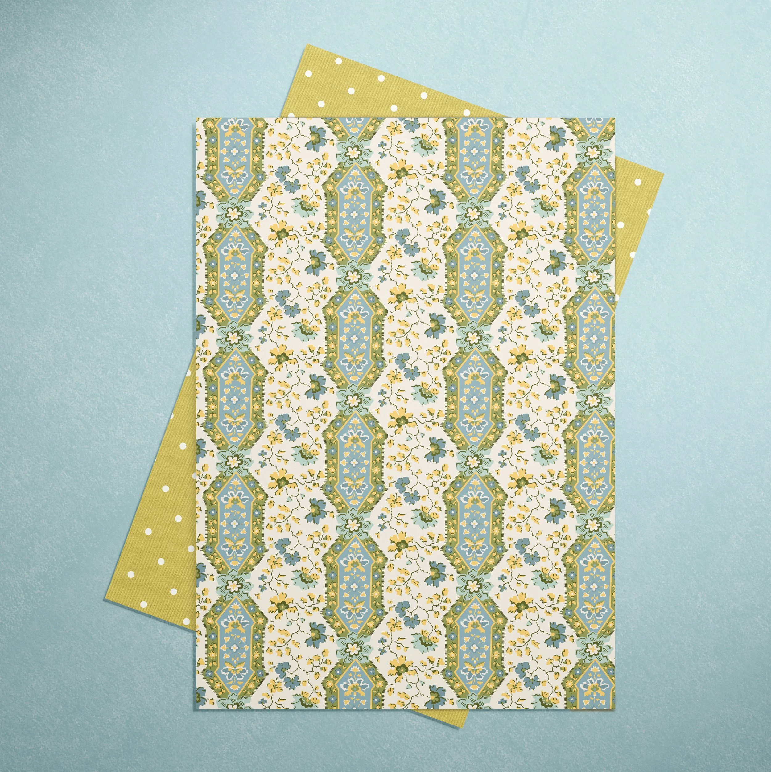 A4 SAMPLE ARTISAN SPRIGG IN MULTICOLOUR BLUE AND OLIVE