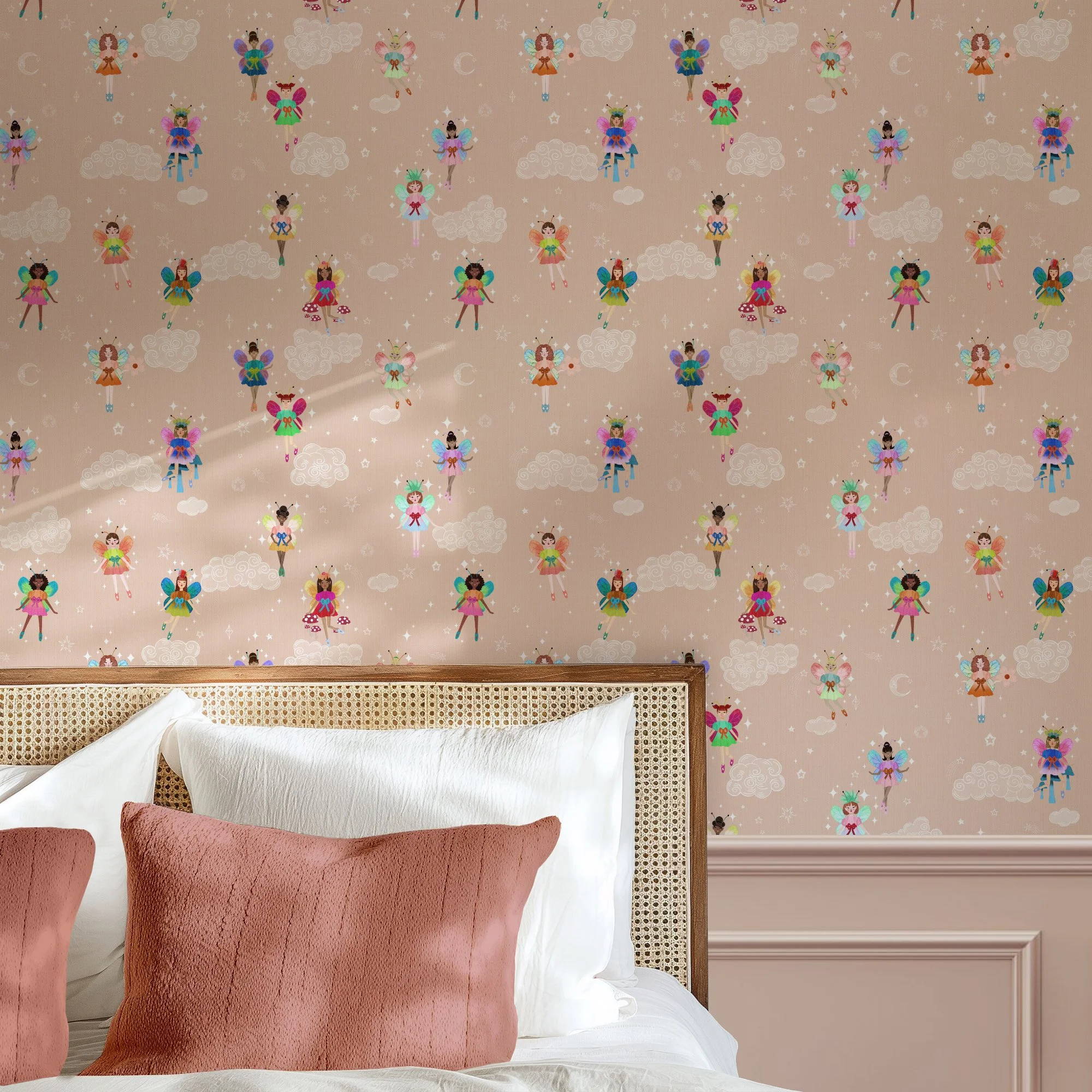 SKY FAIRIES IN RAINBOW AND PEACH