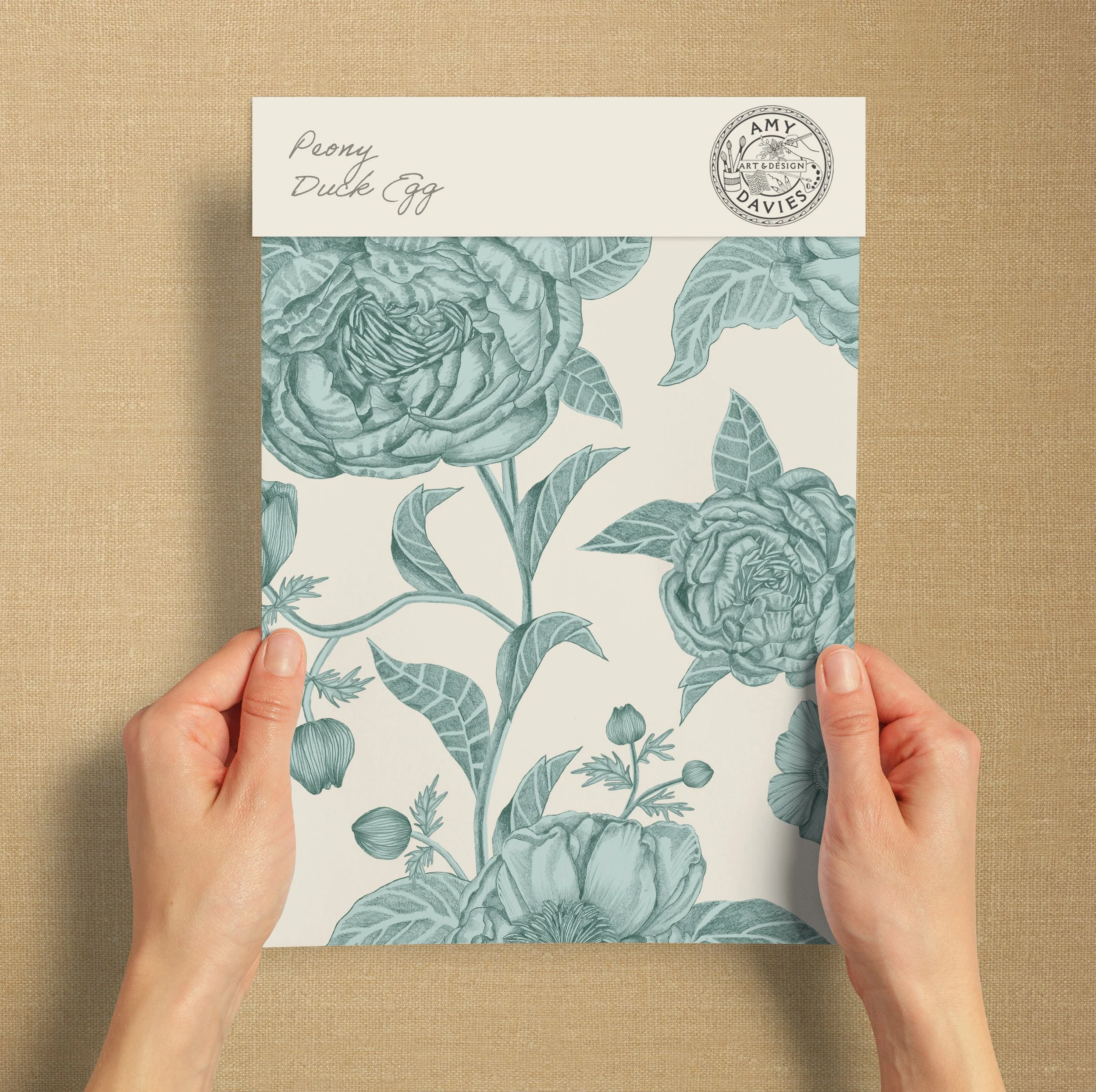 A4 SAMPLE PEONY IN DUCK EGG