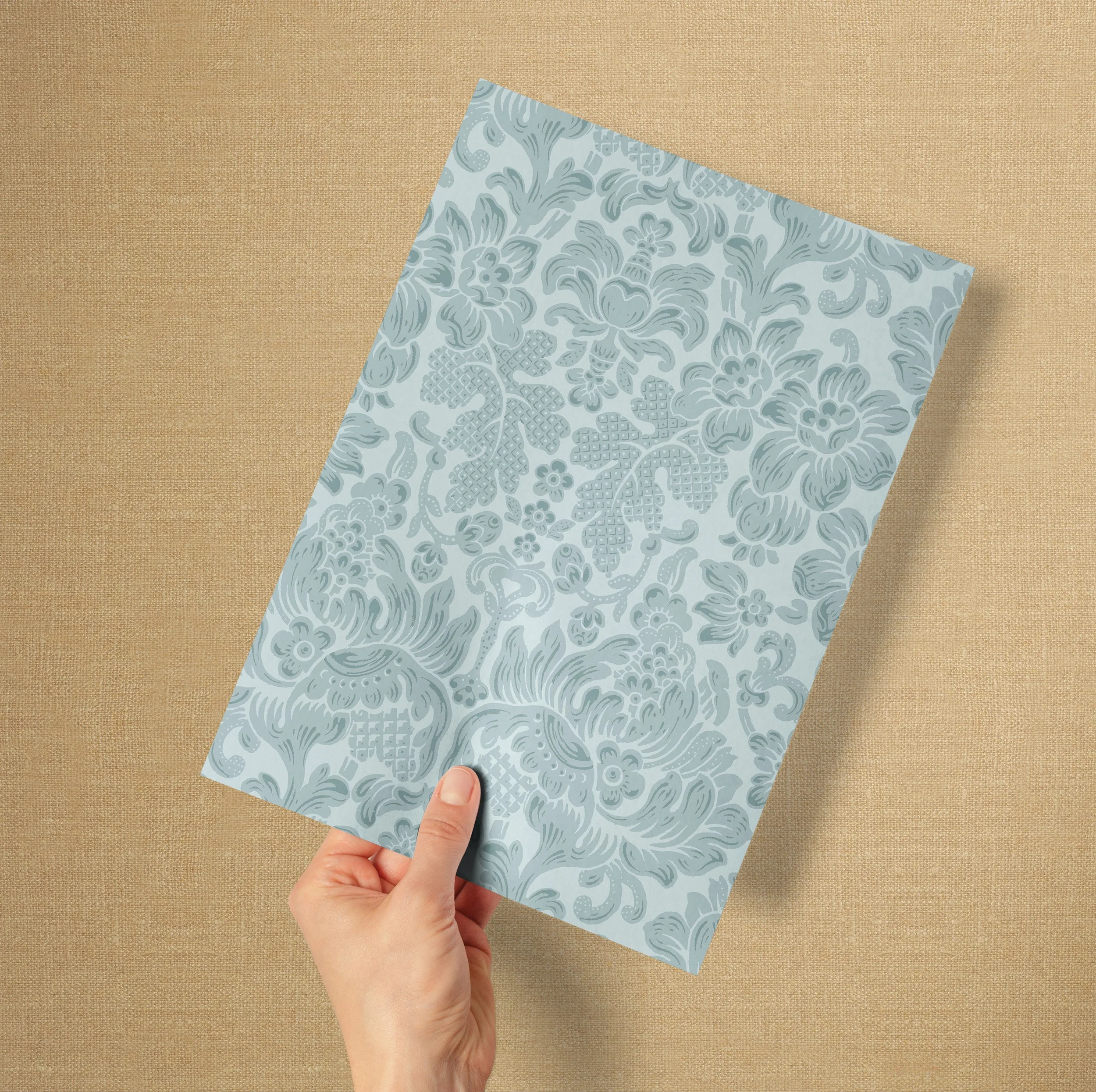 A4 SAMPLE AGATHA DAMASK IN DUCK EGG
