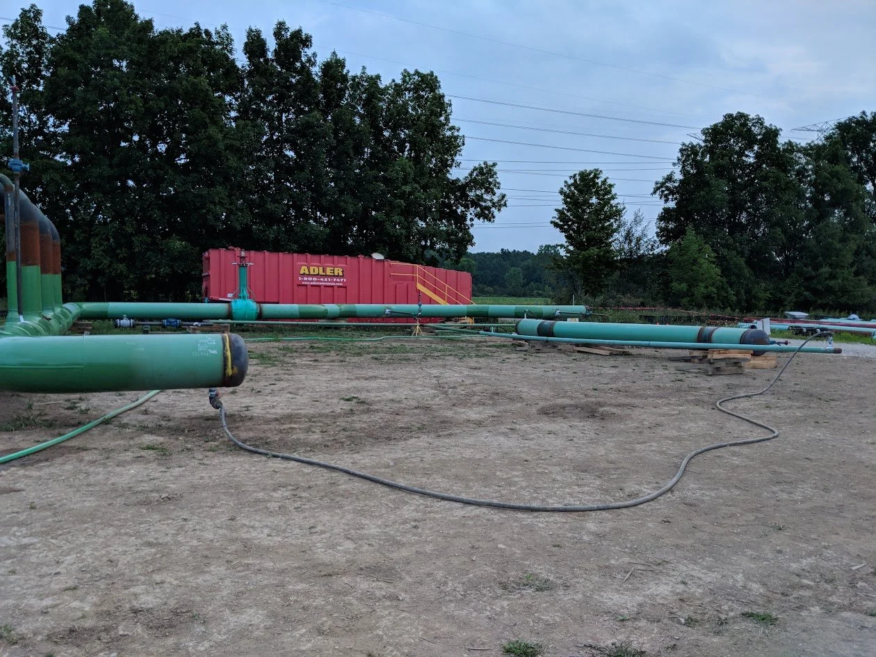 Pipelines prepared for pressure testing at site