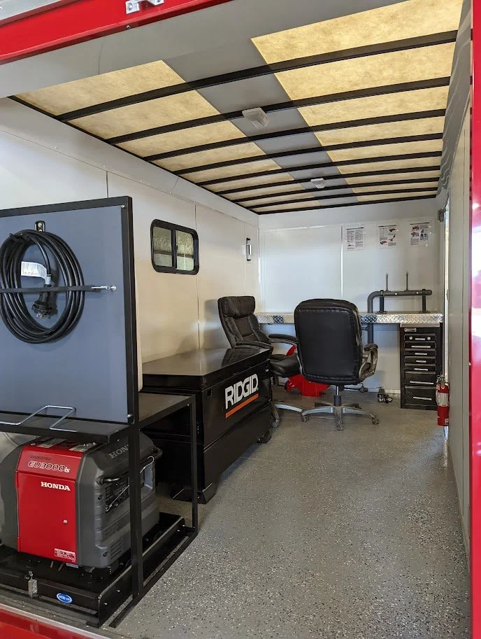 Pressure testing command center with equipment