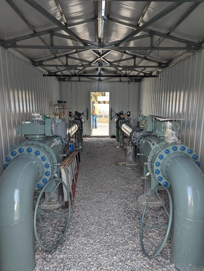 Pipeline station fabrication in facility”\