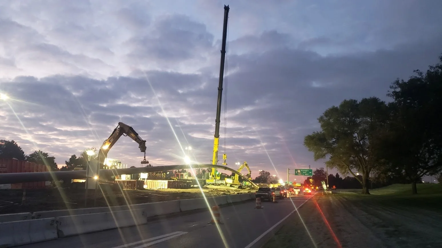 R.L. Coolsaet Construction preparing for an early morning pipe pullback of a 24" HDD