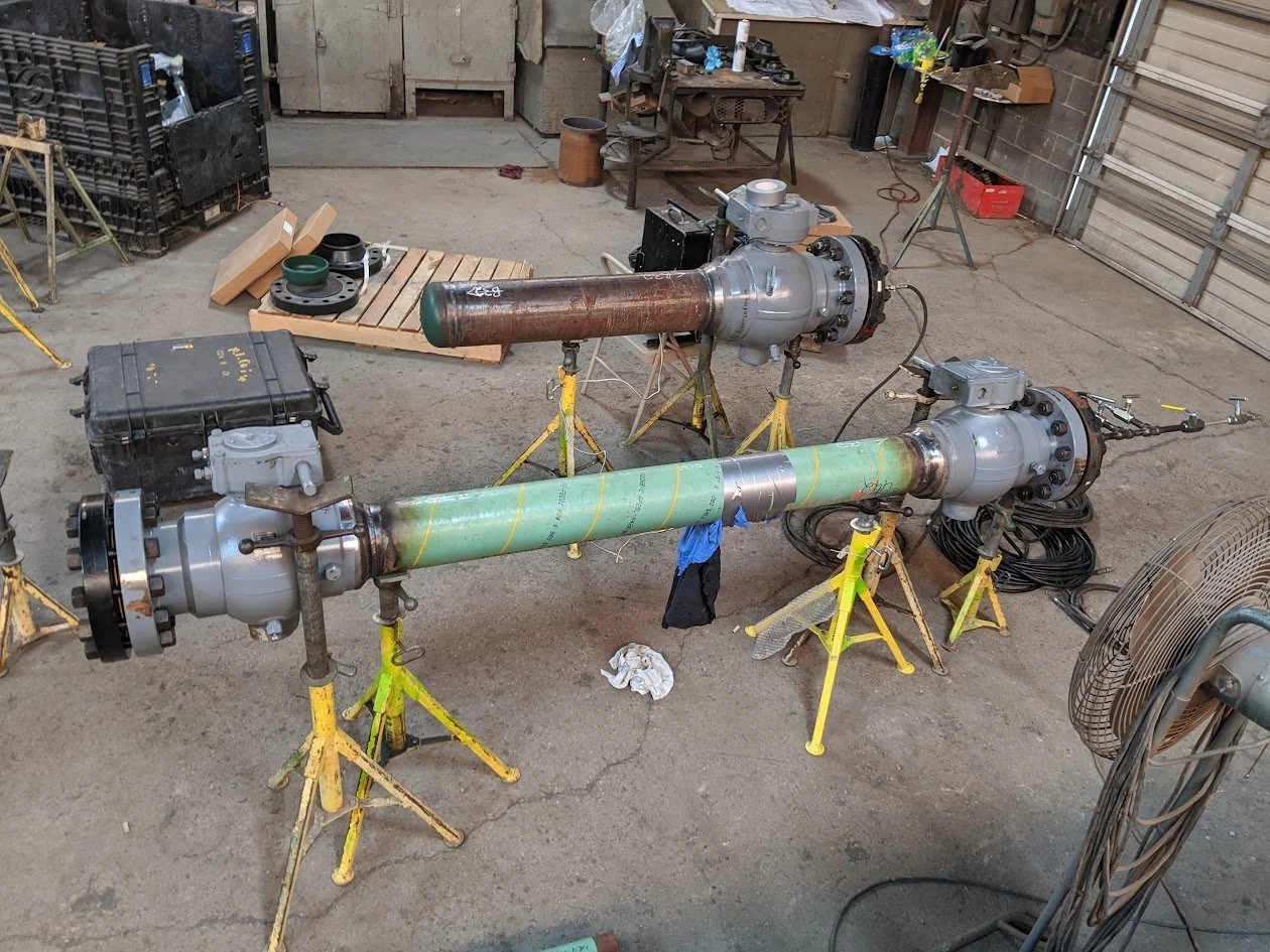 Pipeline pressure testing equipment in workshop