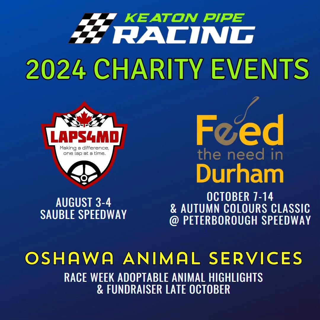 With our 2024 racing season kicking off this weekend, we want to share the dates &amp; details of the Keaton Pipe Racing charity initiatives this year.

We look forward to holding our 3rd Annual @laps4md Fundraiser @sauble_speedway on the long weeken