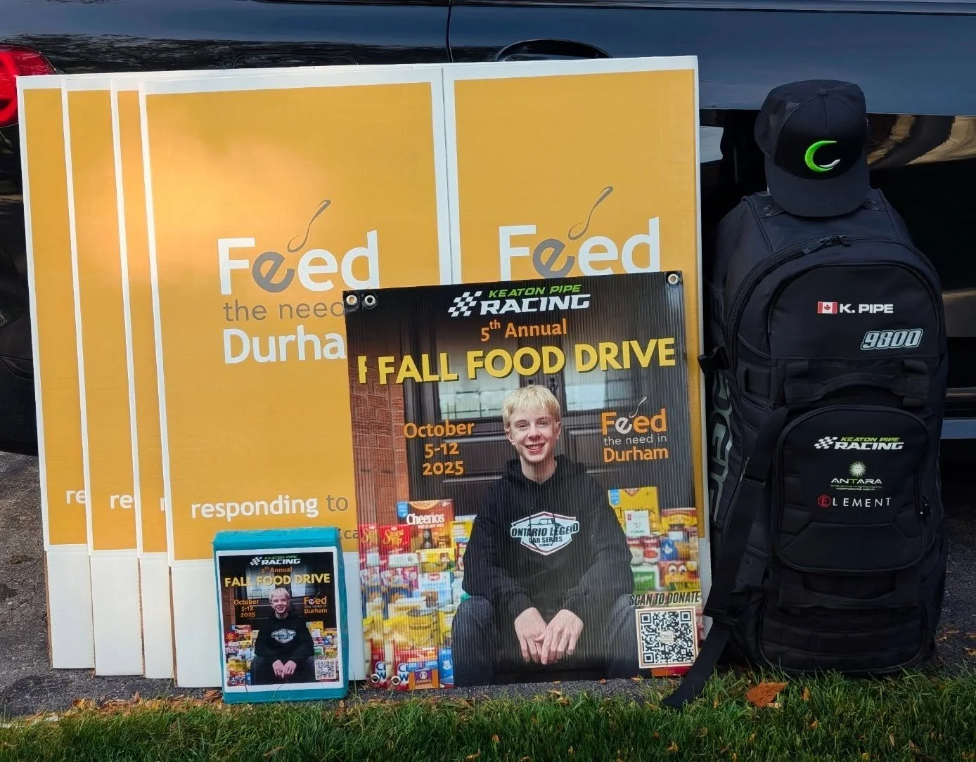 I'm packed up ready to go racing and bring the food drive to @ptbospdwy ! Let's get this weekend started!!🏁
#ftnd #feedtheneeddurham #keatonpiperacing #fooddrive #fooddonation #donation #foodsecurity #stophunger #hunger #food #whitby #durham #peter