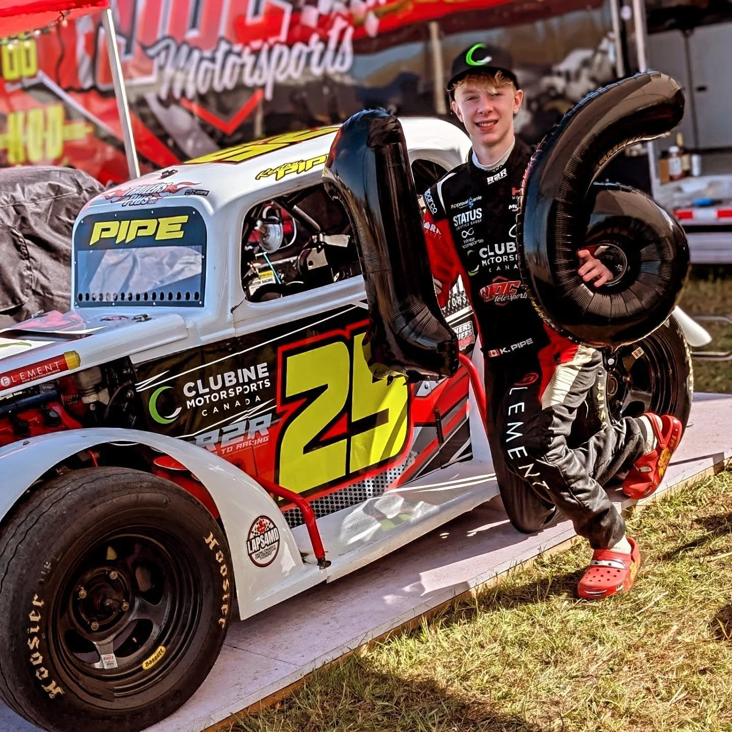 This is 16!!!🥳

It's a beautiful day and a packed house here at Peterborough Speedway for the 32nd running of the Autumn Colours Classic! If you are in the paddock, stop by the JDC Motorsports trailer to enjoy some treats and help me celebrate my bi
