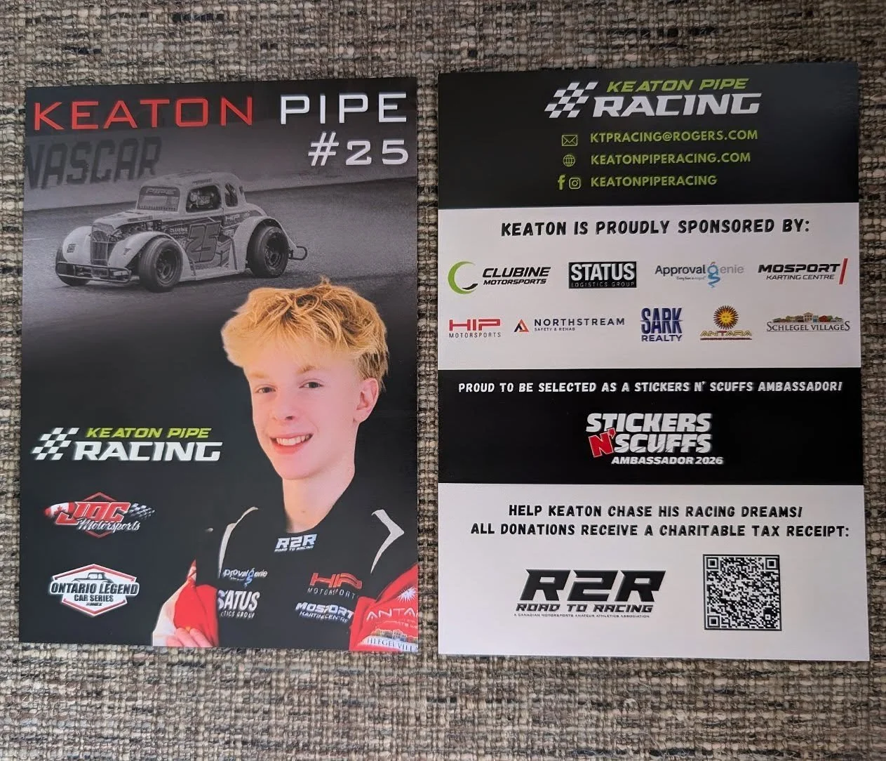 Sneak Peek at my new 2026 Hero Cards! 

Thanks to my Mum for designing them and to @sideeffectsinc for printing them!!

#keatonpiperacing #herocards #legendcarracing #racing