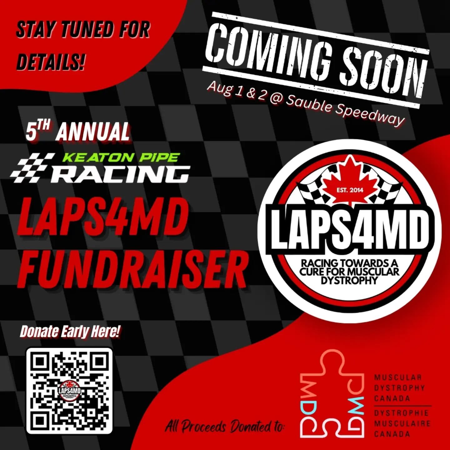 This year we are celebrating 5 years of our @laps4md fundraiser! We will be hosting the fundraising event at Sauble Speedway on Aug 1 &amp; 2. Stay tuned for more details! Online donations are welcome already at:

https://muscle.crowdchange.ca/147171