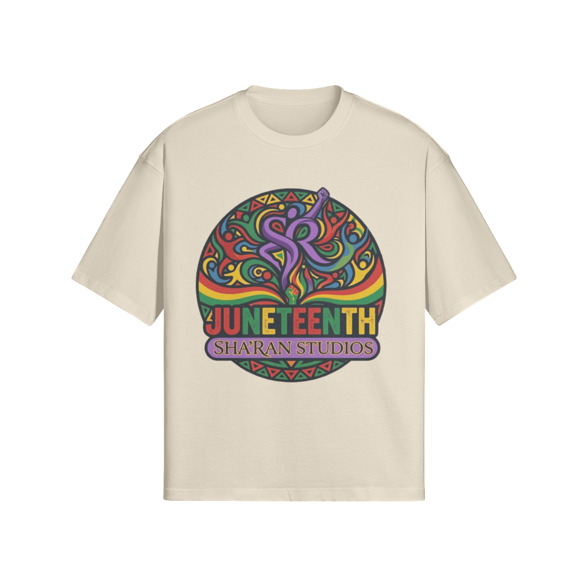 Juneteenth Unisex Boxt tee cream front.jpg