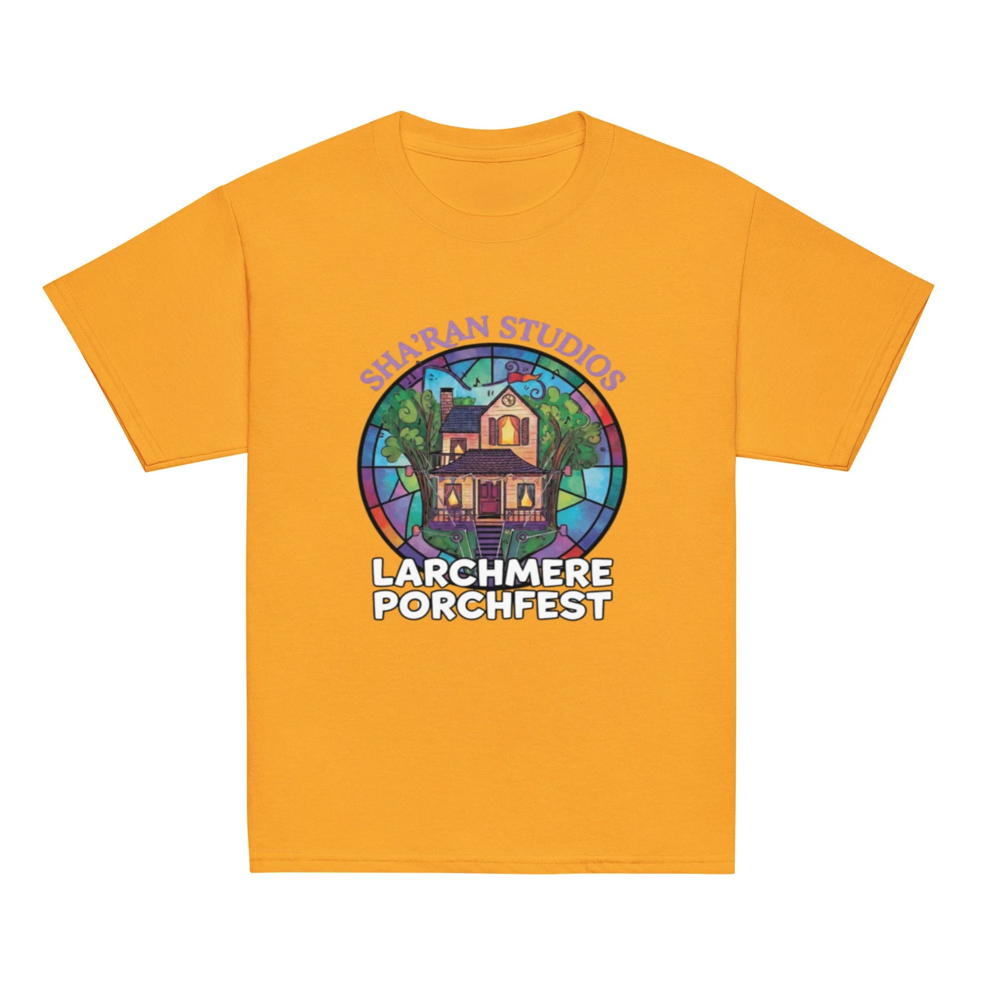 Kids Porchfest Treehouse tee-front-gold.jpg