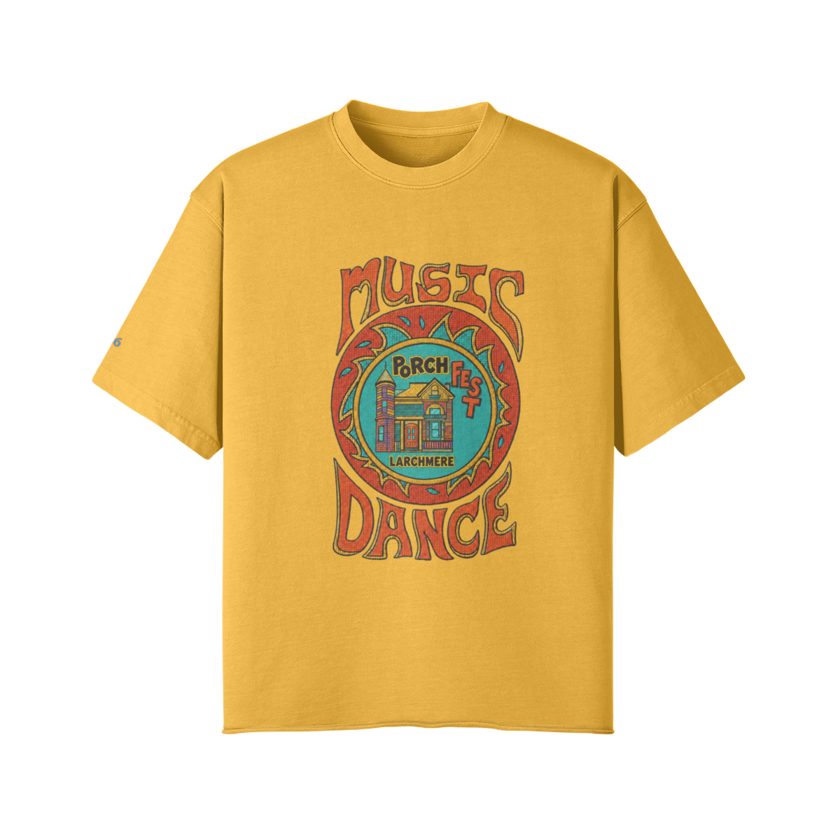 Music & Dance PF Unisex Faded Raw Hem yellow tee front.jpg