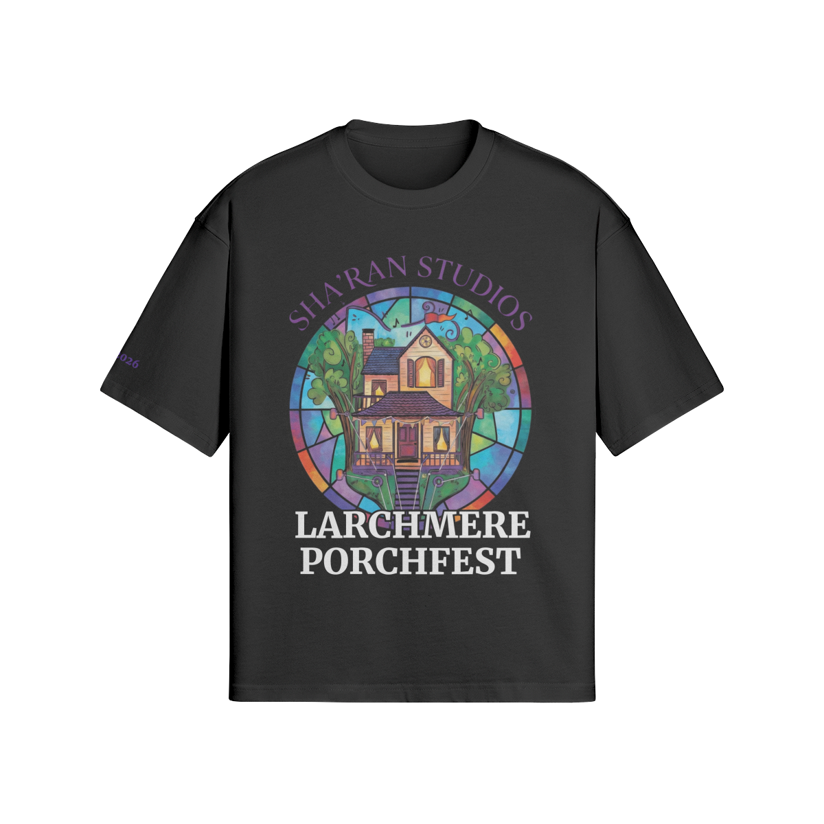 PF Treehouse Unisex Boxy Tee front blk .jpg
