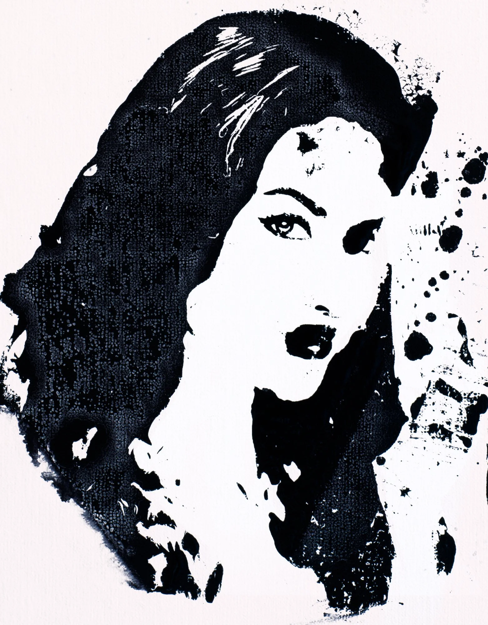 Self-Portrait II, screenprint on canvas, 30 x 42in, 2025 (detail)
