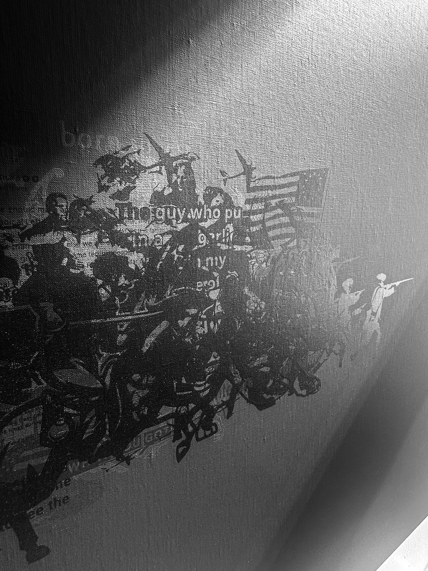 Memewarfare 1.26 (detail), screenprint on canvas, 41 x 65in, 2026