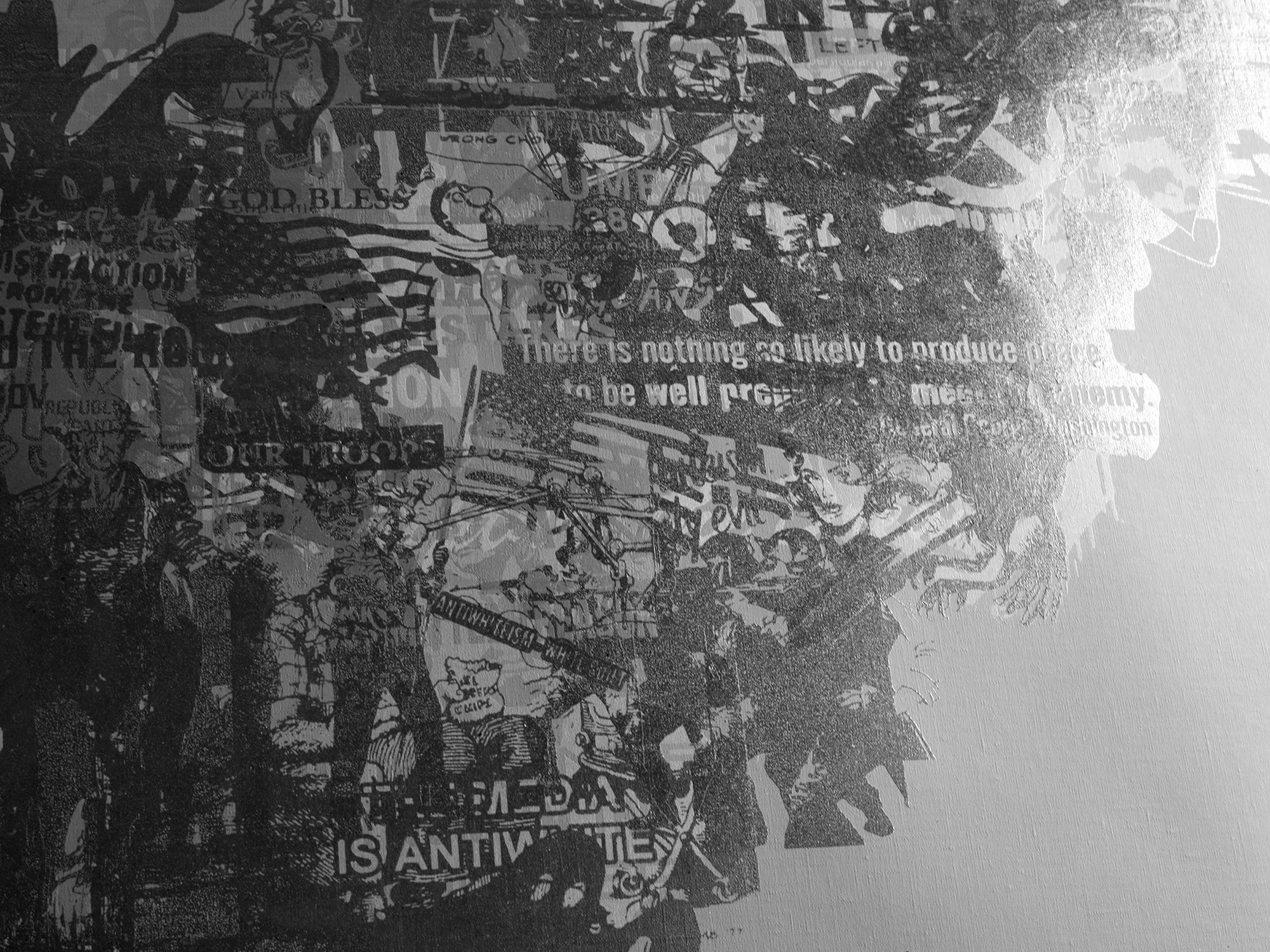 Memewarfare 2.26 (detail), screenprint on canvas, 72 x 43in, 2026