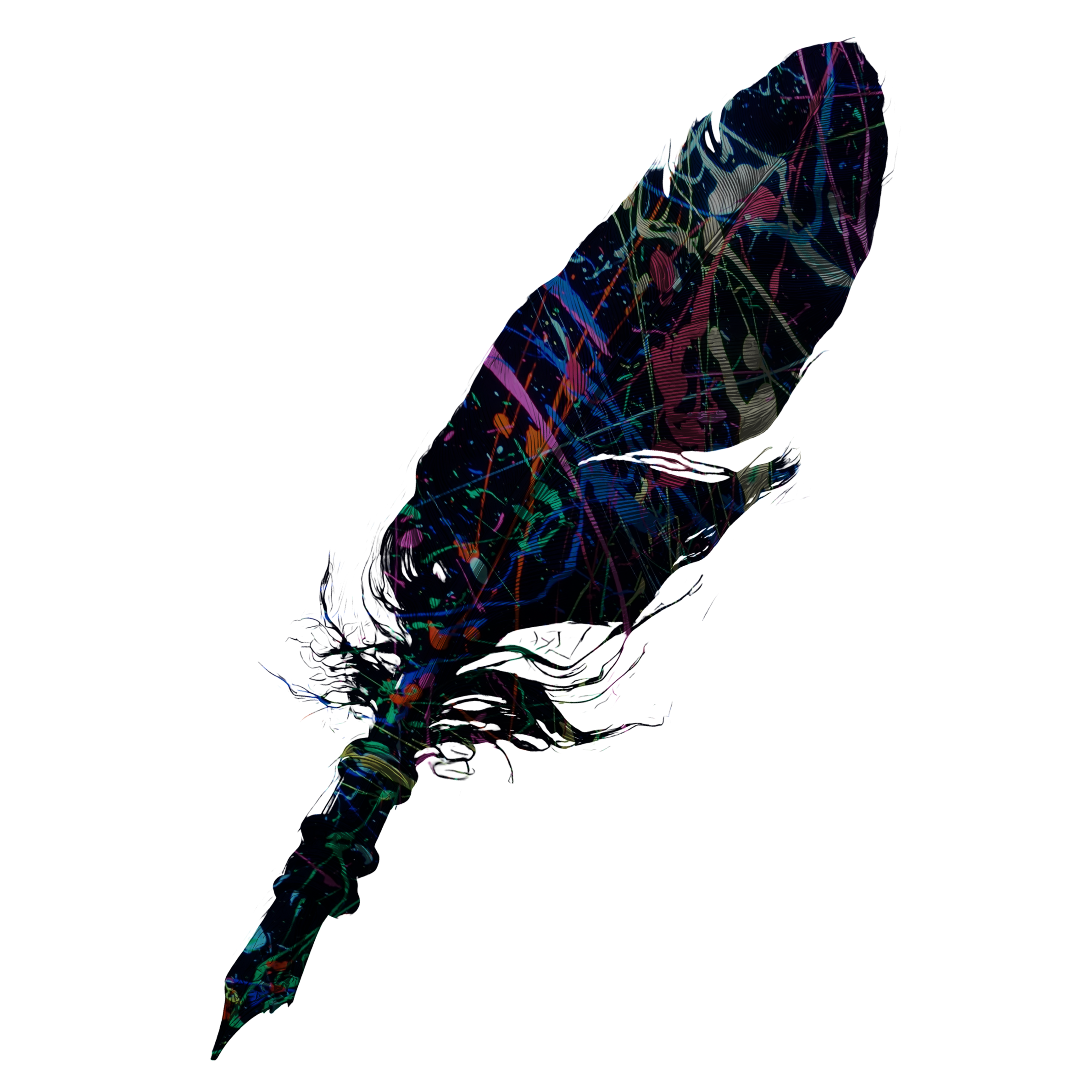 Digital 3D illustration of a stylized hand holding a smartphone with colorful abstract lines and patterns on the screen, set against a black background.