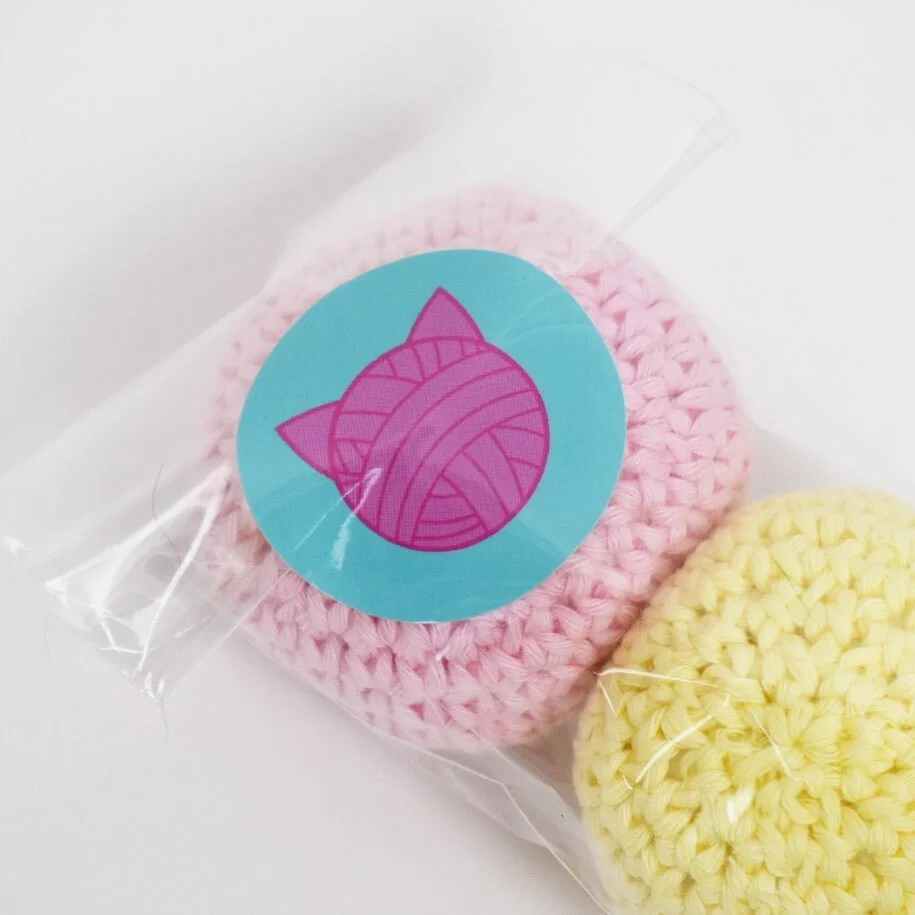 Our branding is *almost* as cute as our products 💕 
.
We also use biodegradable cellophane bags for packaging our toys! 🌱 Our clear cellophane packaging is made from a wood cellulose fiber sourced with sustainable forestry principles, certified bio