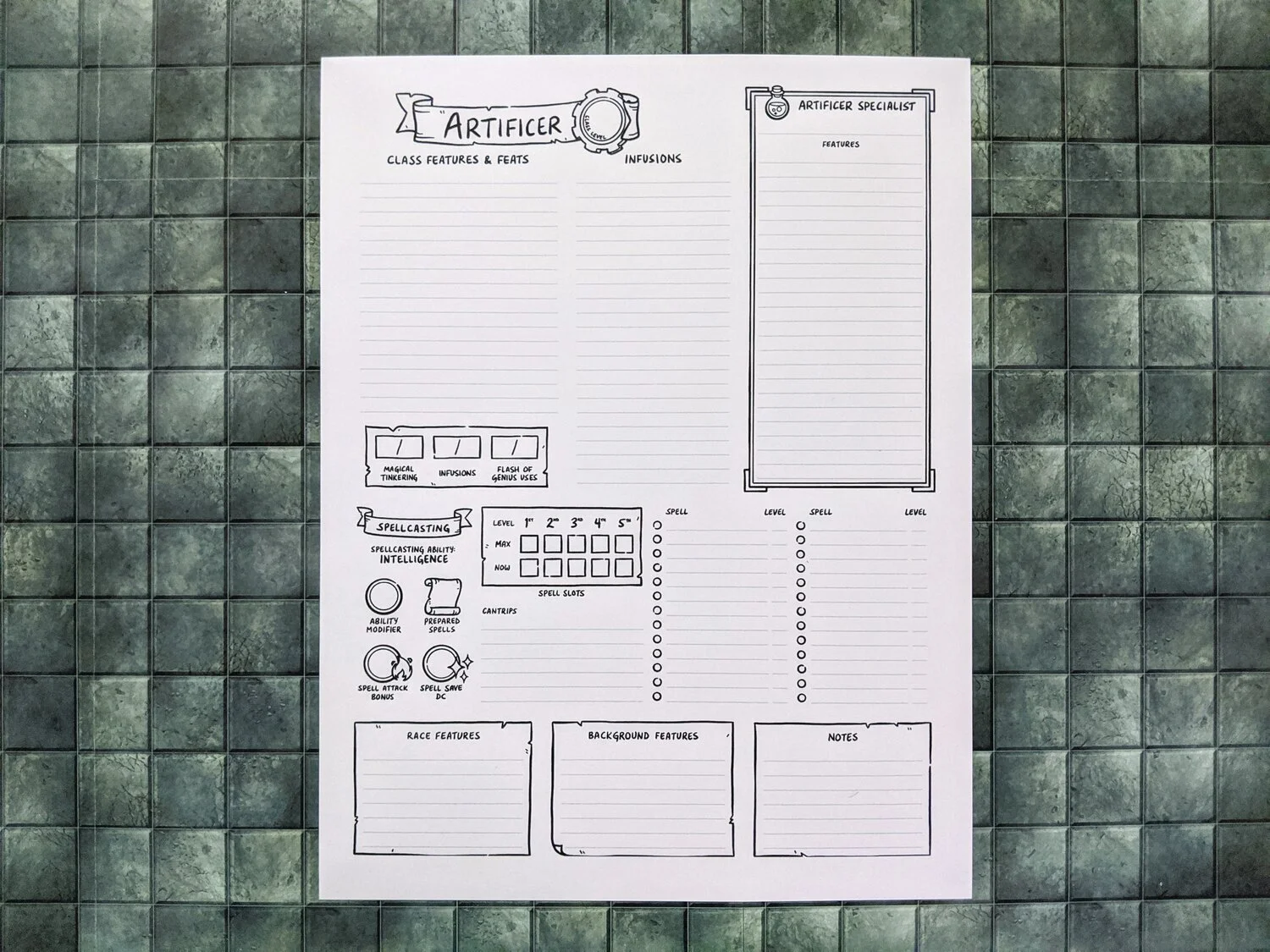 5th Edition Class Character Sheets Complete Set Games Stuff By Julien