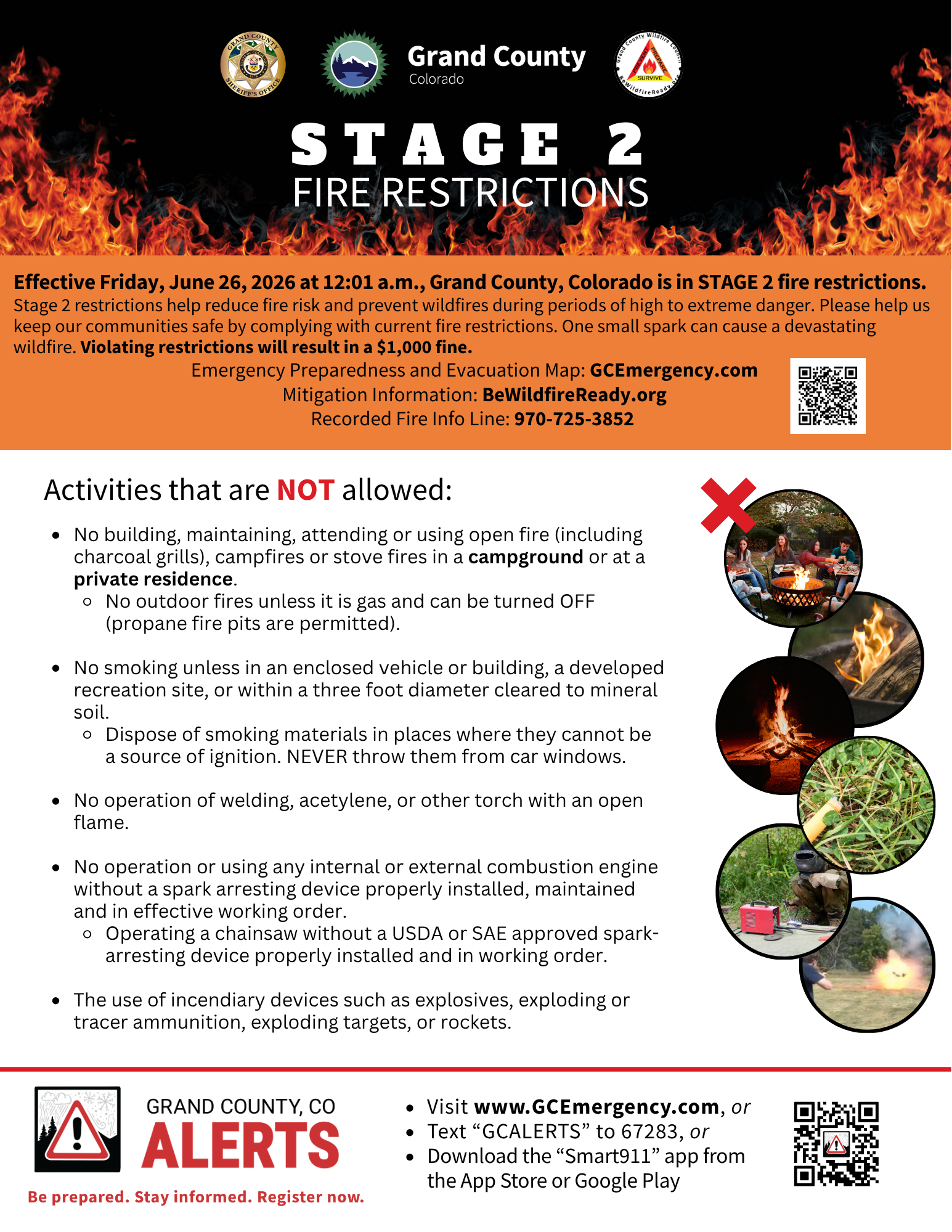 Grand County Stage 2 Fire Restrictions Effective 6-26-2026