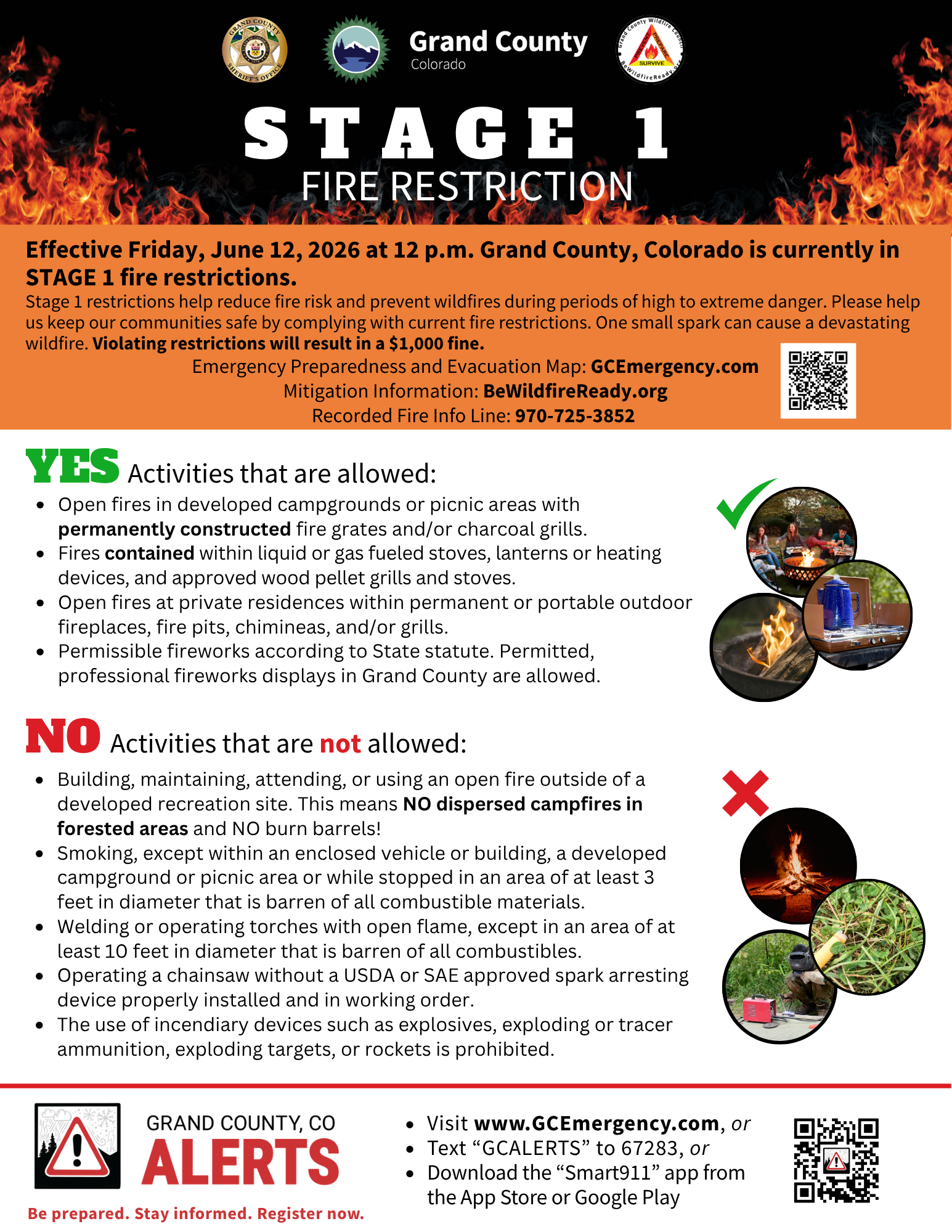 flyer with info on stage 1 fire restrictions