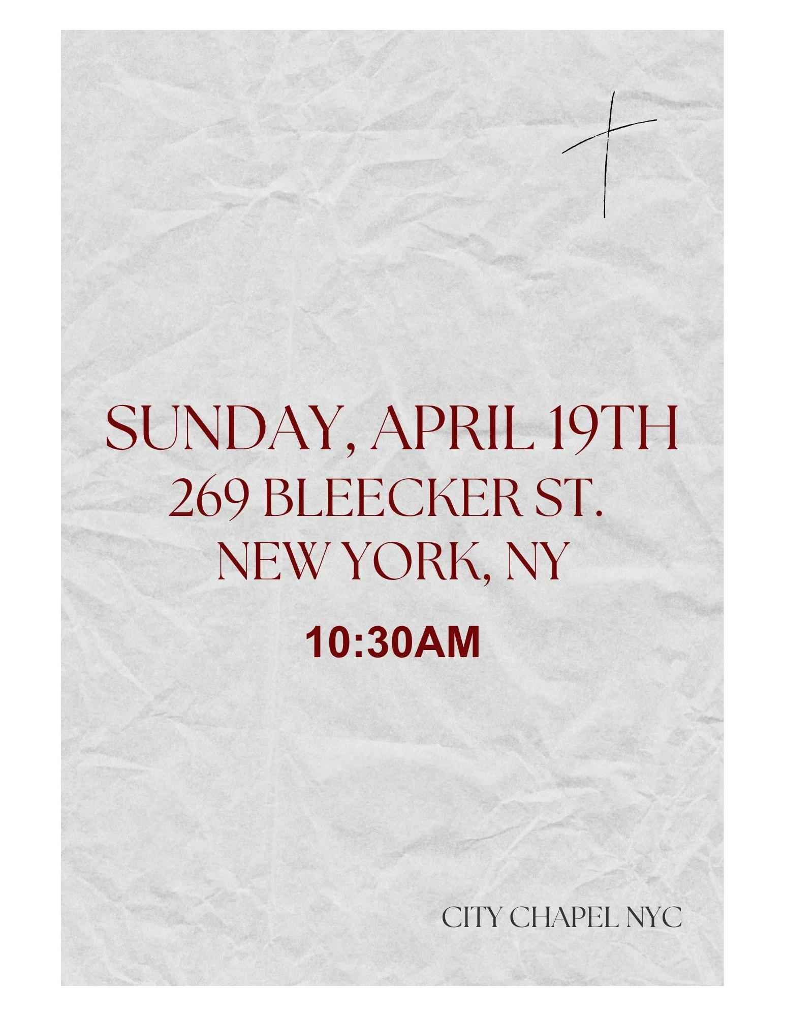 See you at church, family! We're meeting tomorrow at 269 Bleecker St. 10:30 AM ⭐