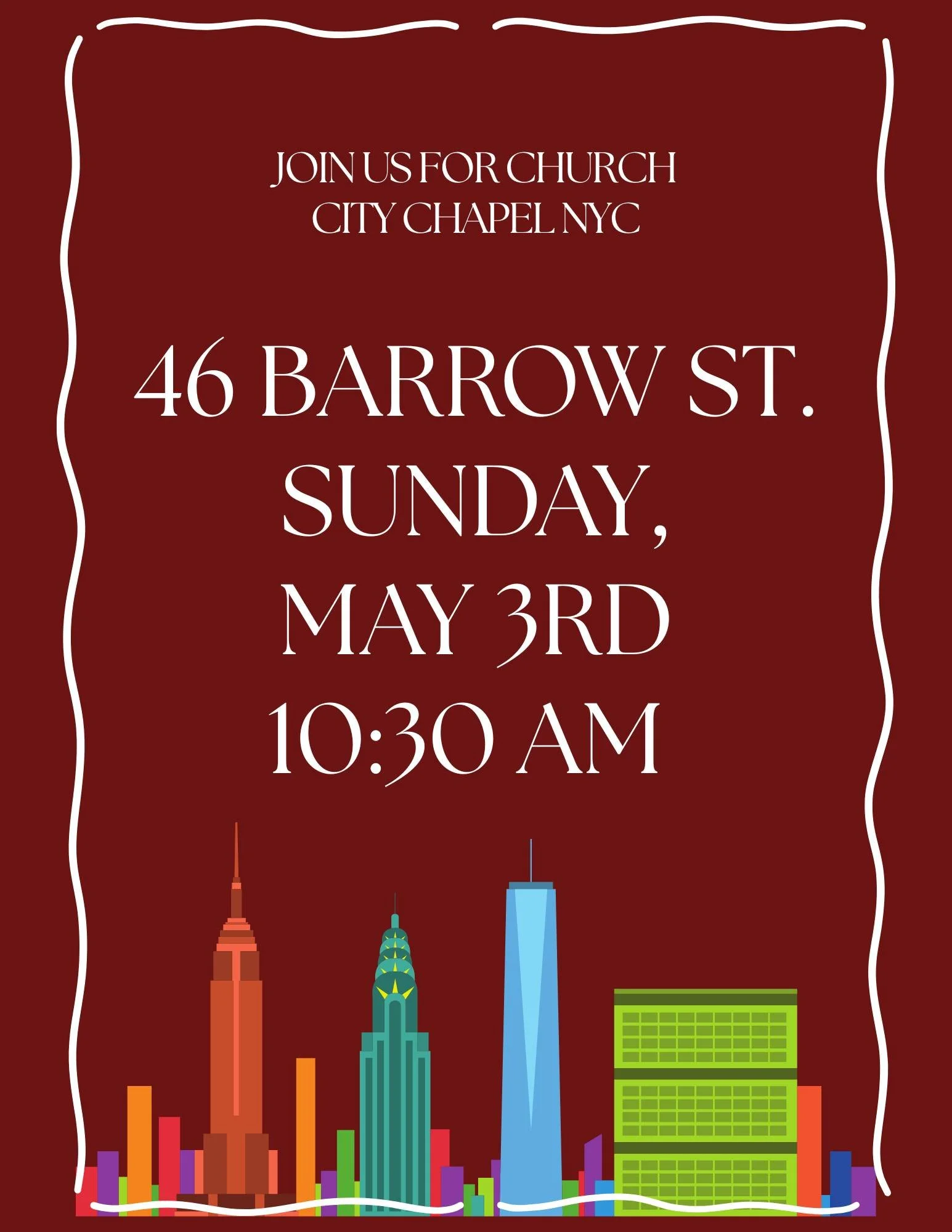 See you at church, family!

☀️ Join us this Sunday, May 3rd at 10:30AM at 46 Barrow Street. Come and see!