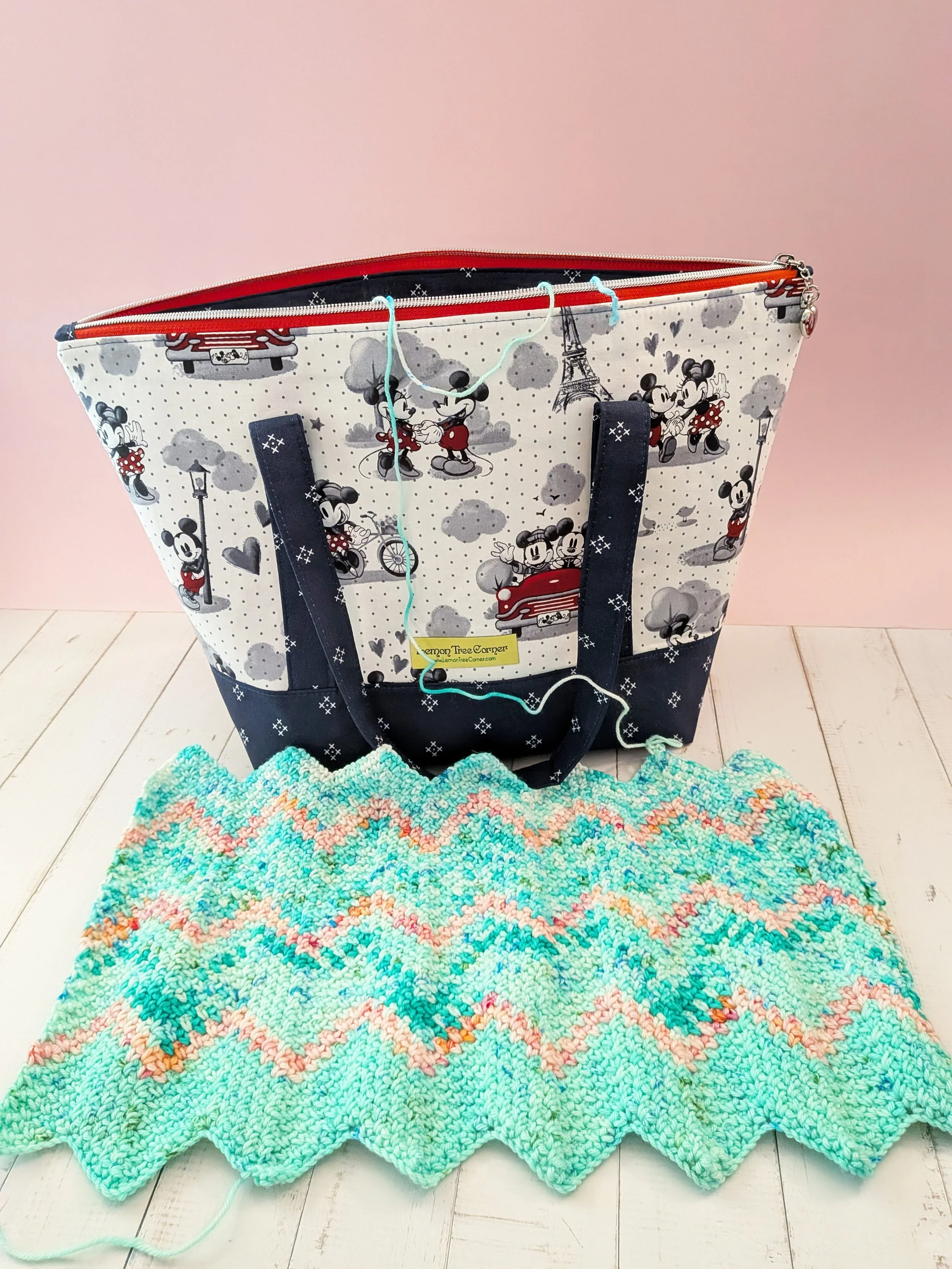 Large Project Bag - Mickey and Minnie in Paris