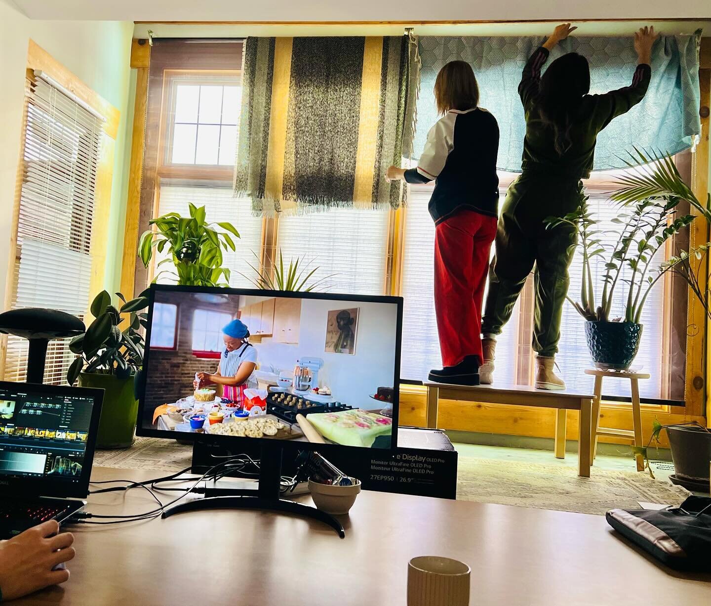 When you&rsquo;re color correcting on an especially sunny day and didn&rsquo;t get your blackout curtains in the conference room yet you do what producers happen to be great at&hellip; improvise 😎